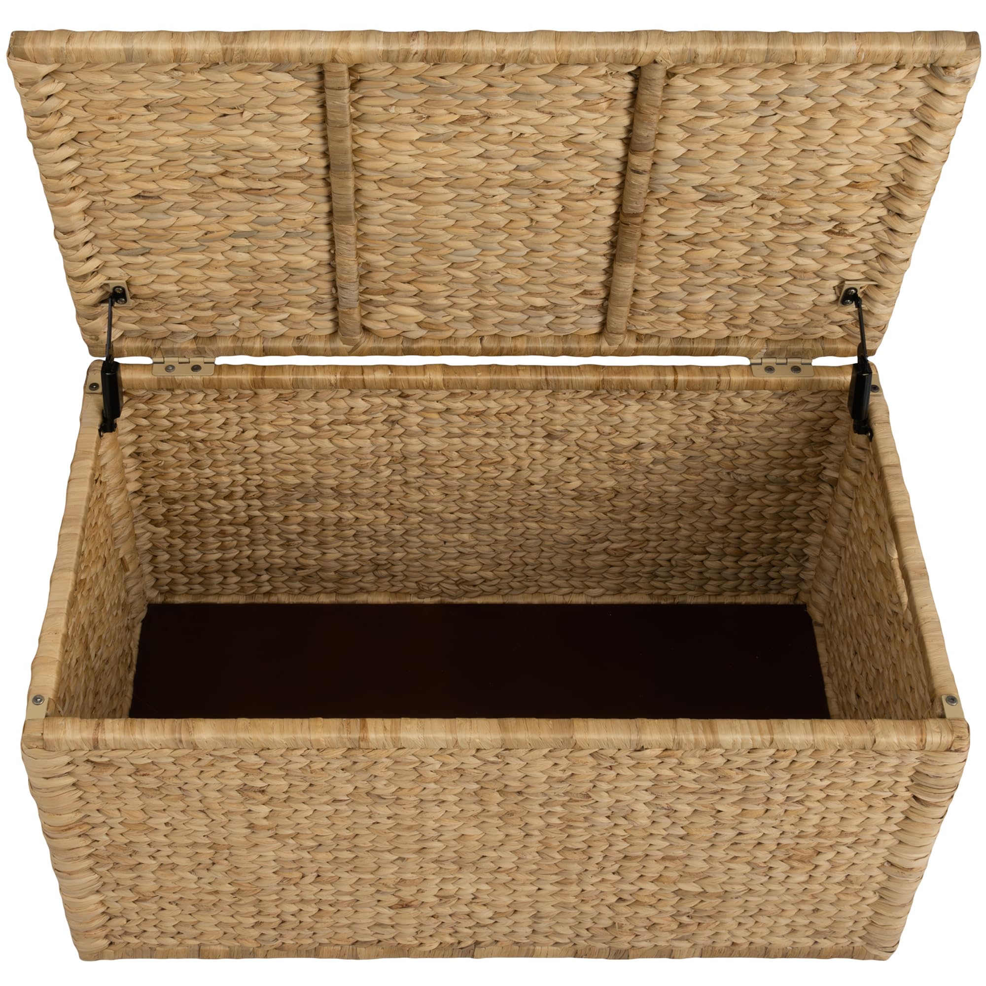 eHemco Heavy-duty Water Hyacinth Wicker Storage Trunk with Metal Frame, 30 by 17.5 by 17.5 Inches, Brown Wash