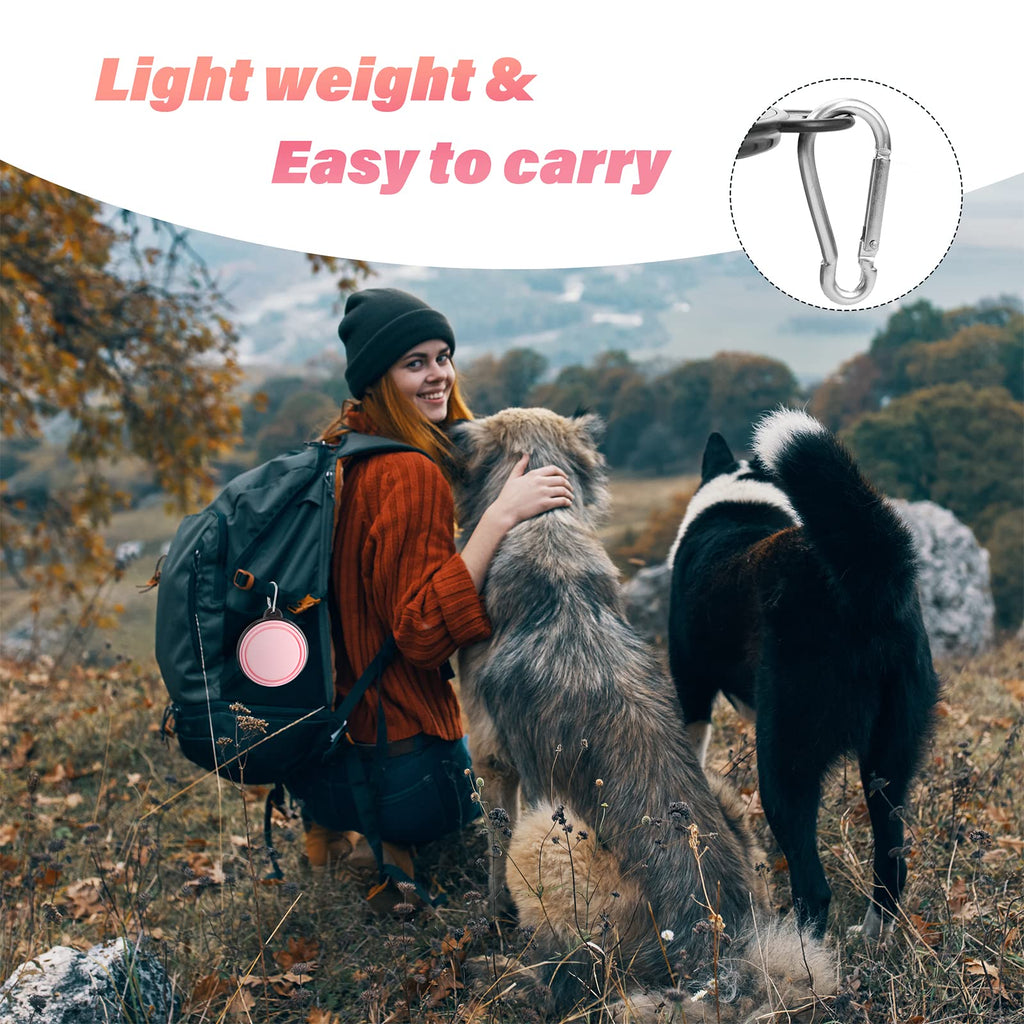 Dog Bowl Pet Collapsible Bowls, 2 Pack Collapsible Dog Water Bowls for Cats Dogs, Portable Pet Feeding Watering Dish for Walking Parking Traveling with 2 Carabiners (Small, Black & Pink)