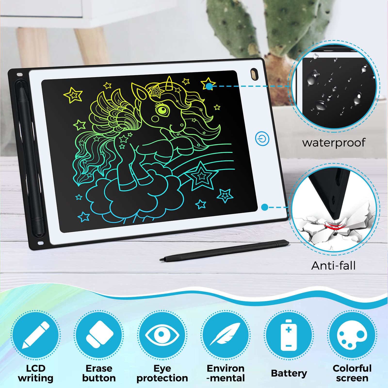 Zhehao 32 Pcs LCD Writing Tablet for Kids Bulk 8.5 Inch Colorful Doodle Board Tablet Erasable Doodle Pad Educational Toy Birthday Easter Gift for Boys Girl Age 3-10(Black)