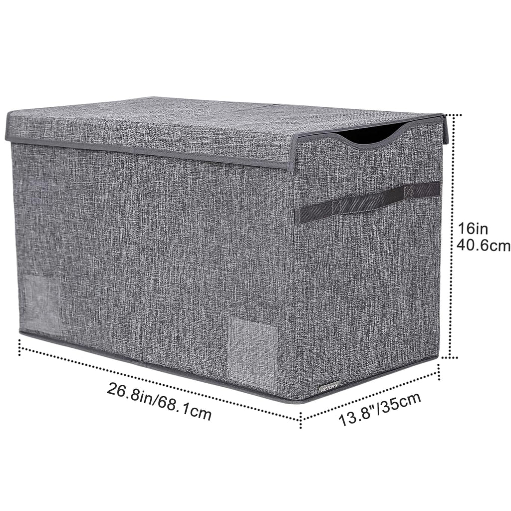 YOLOXO Toy Box Chest, Collapsible Sturdy Storage Bins with Lids, Extra Large Kids Toy Storage Organizer Boxes Bins Baskets for Kids, Boys, Girls, Nursery Room, Playroom, Closet (BLACK)