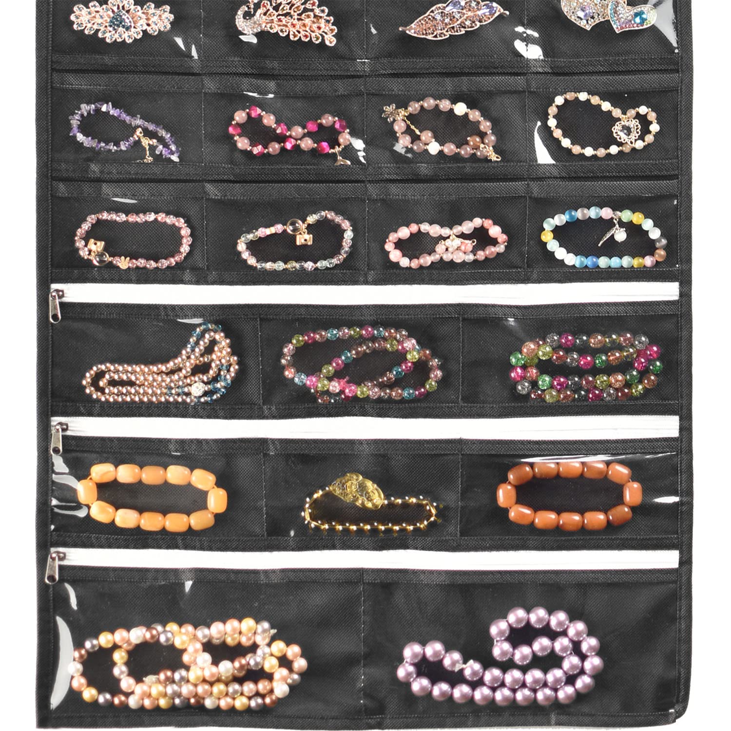 BB Brotrade Hanging Jewelry Organizer,Accessories Organizer,80 Pocket Organizer for Holding Jewelries（Beige）