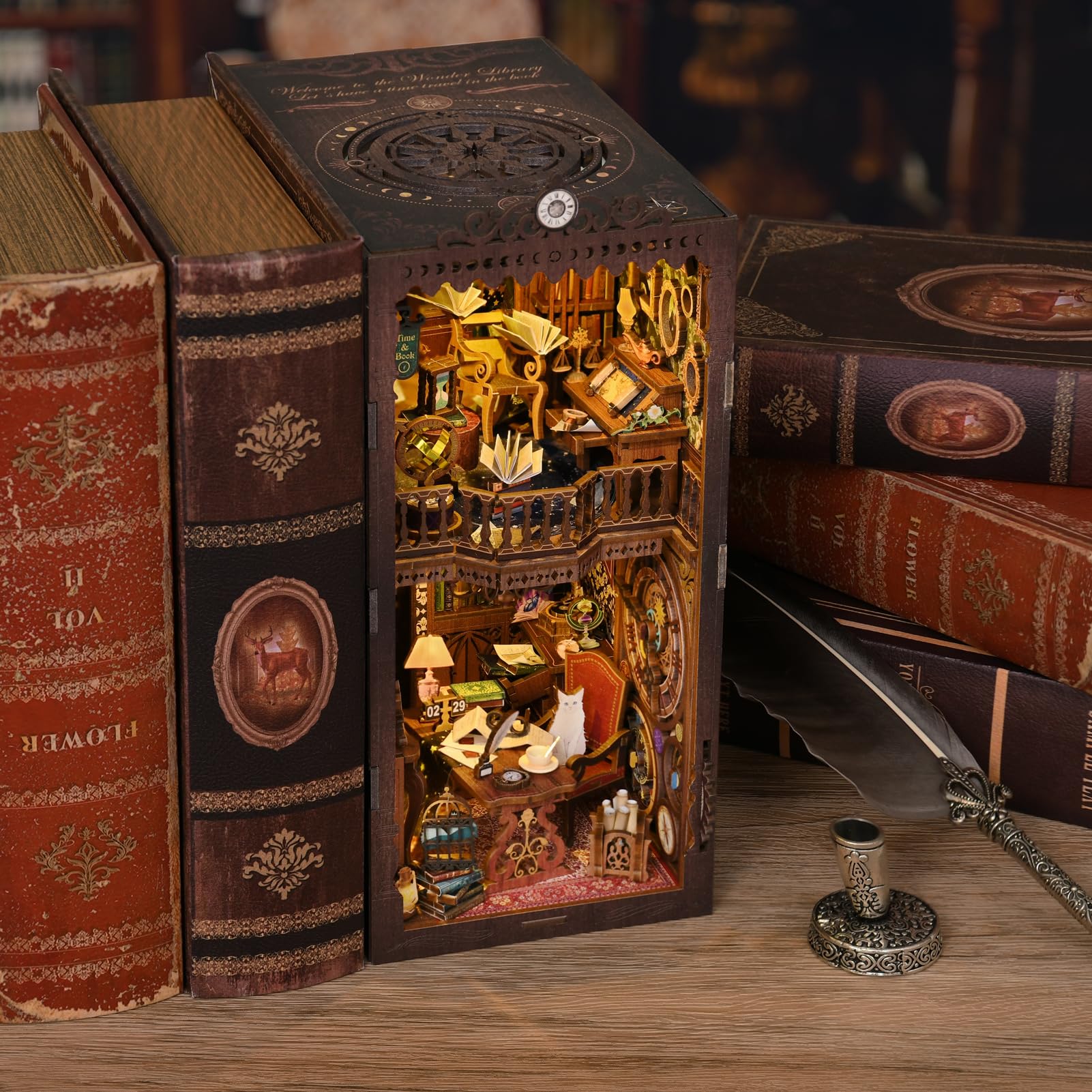 TOYQI DIY Book Nook Kit, Miniature House Dollhouse Kit for Adult and Teens, Book Nook Kits for Adults, Booknook Bookend Alley Model Build, Gifts for Family Friends - Spooky Horror Creepy Haunted House