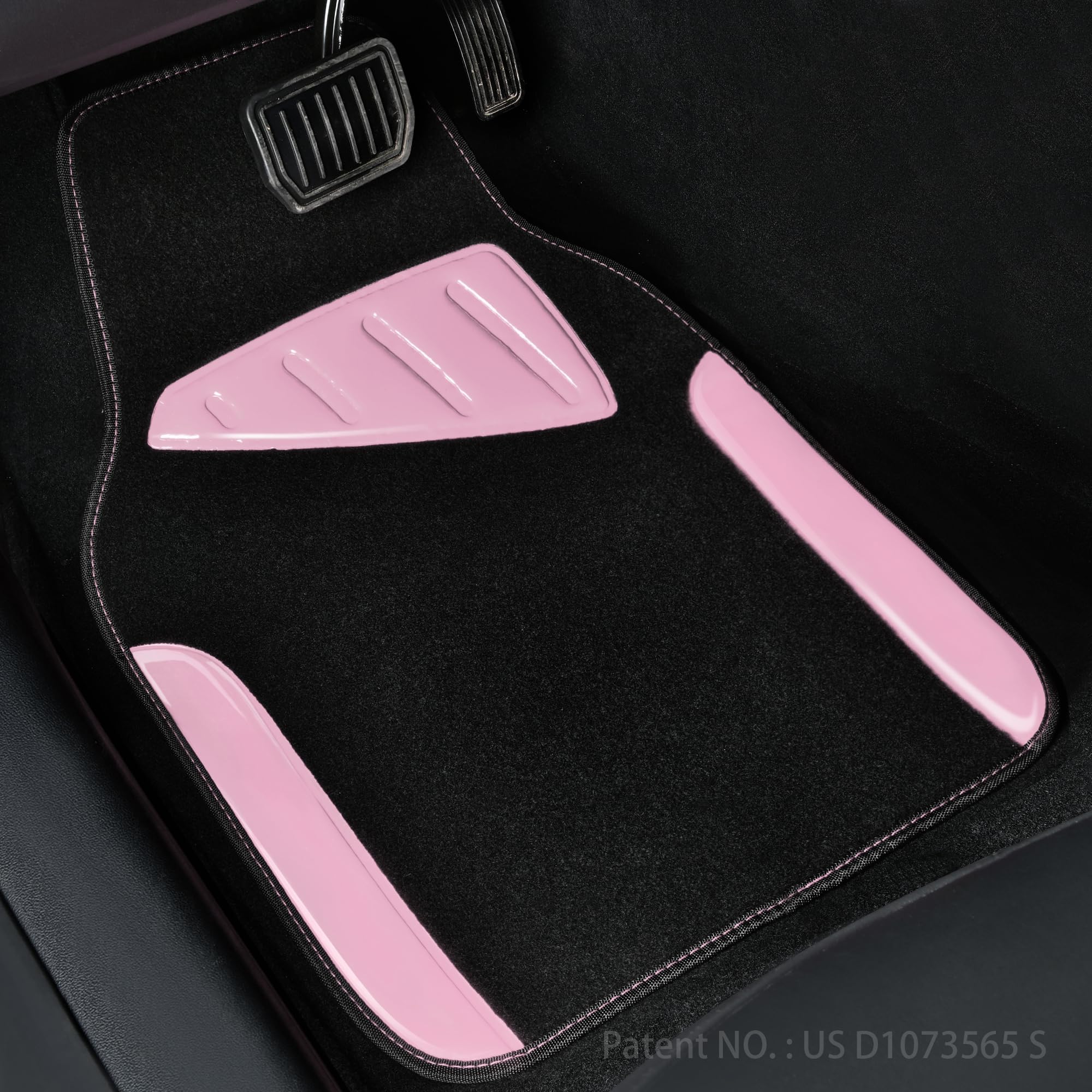 CAR PASS Beige Leather & Waterproof Car Carpet Floor Mats, Universal Car Mats Fit for SUV,Vans,sedans, Trucks,Set of 4pcs Car Carpet with Anti-Slip nibbs Driver Heel Pad (All Beige)