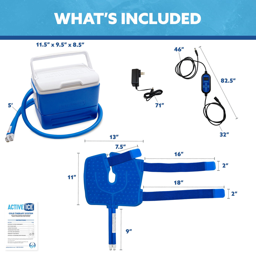 Polar Active Ice 3.0 Cold Therapy Ice Machine System with Programmable Timer, Back and Hip Compression Pad, Lightweight 9 Quart Cooler, Quiet Pump, Strong Cryotherapy Pain Relief Treatment