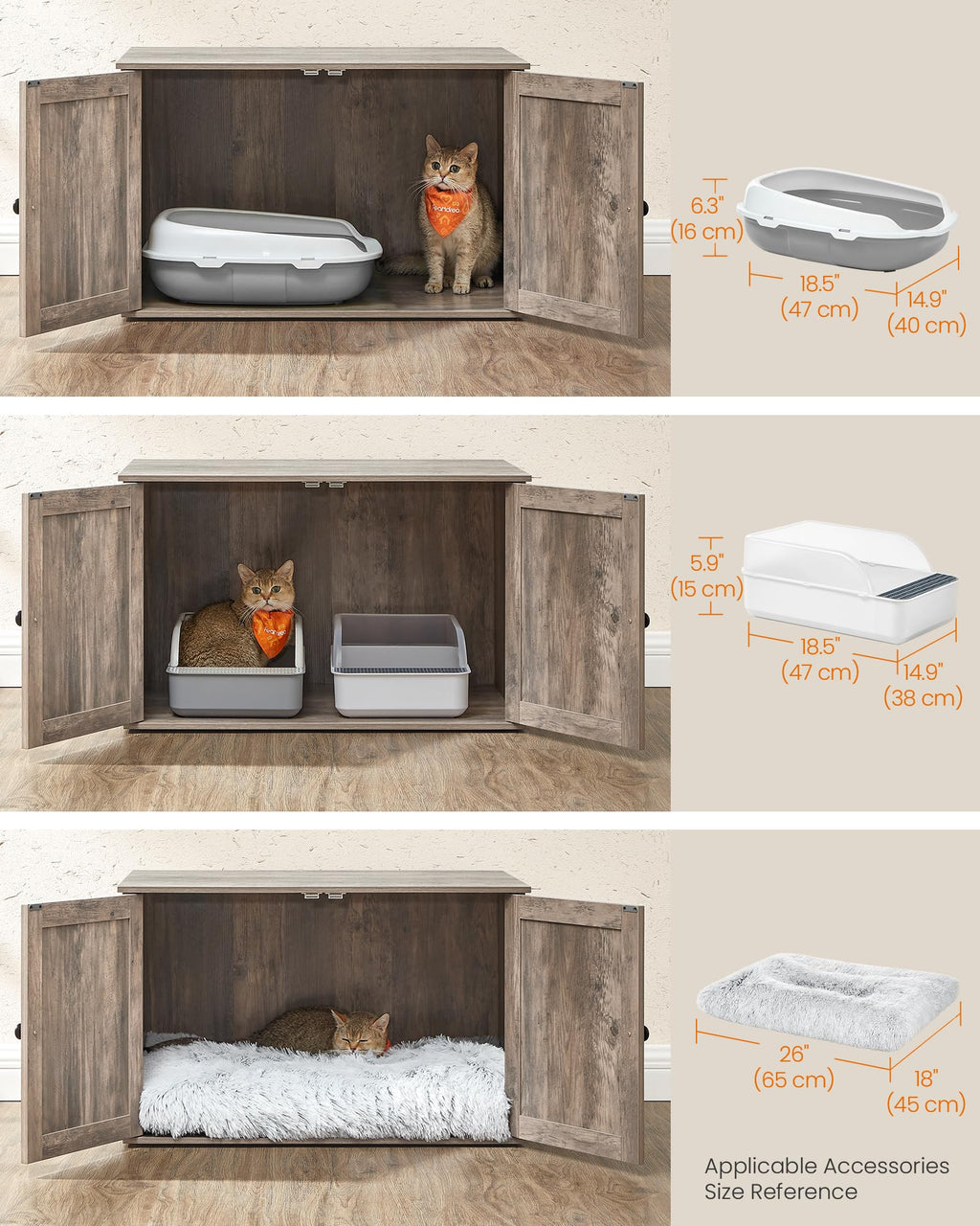 Feandrea Cat Litter Box Enclosure, Litter Box Furniture Hidden, Indoor Cat House, End Table, 27.6 x 19.7 x 19.7 Inches, Heather Greige UPCL022K01