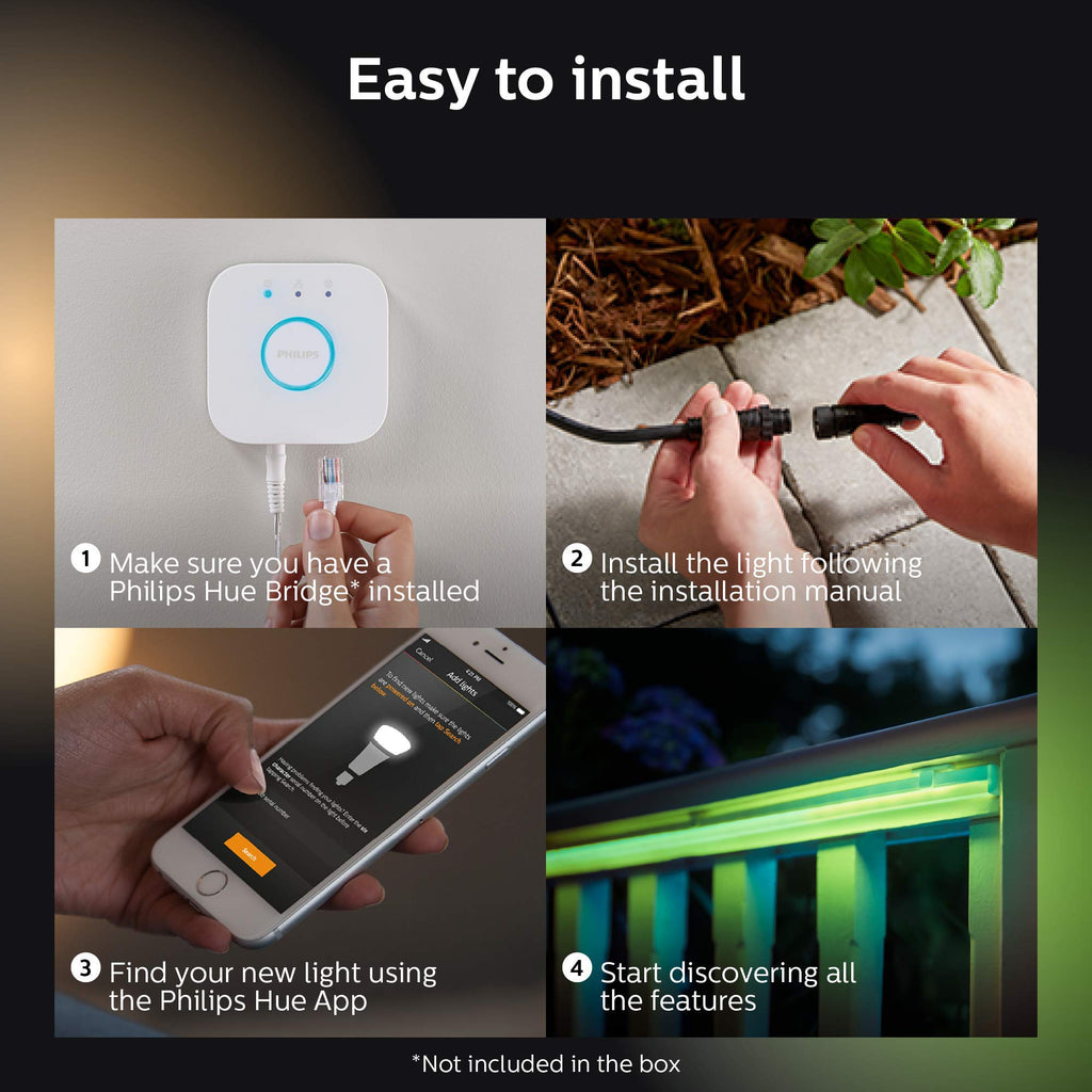 Philips Hue White & Color Ambiance Outdoor LightStrip 5m/16ft (Requires Hue Hub, Works with Amazon Alexa Apple HomeKit and Google Assistant) (530931)