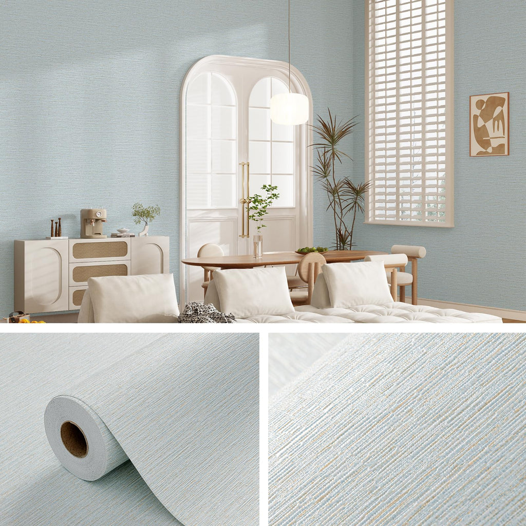 Grasscloth Peel and Stick Wallpaper 20.8"x394" Gray Thick Fabric Textured Linen Classic Faux Grassweave Neutral Removable Wallpaper Vinyl Film Roll for Home Use
