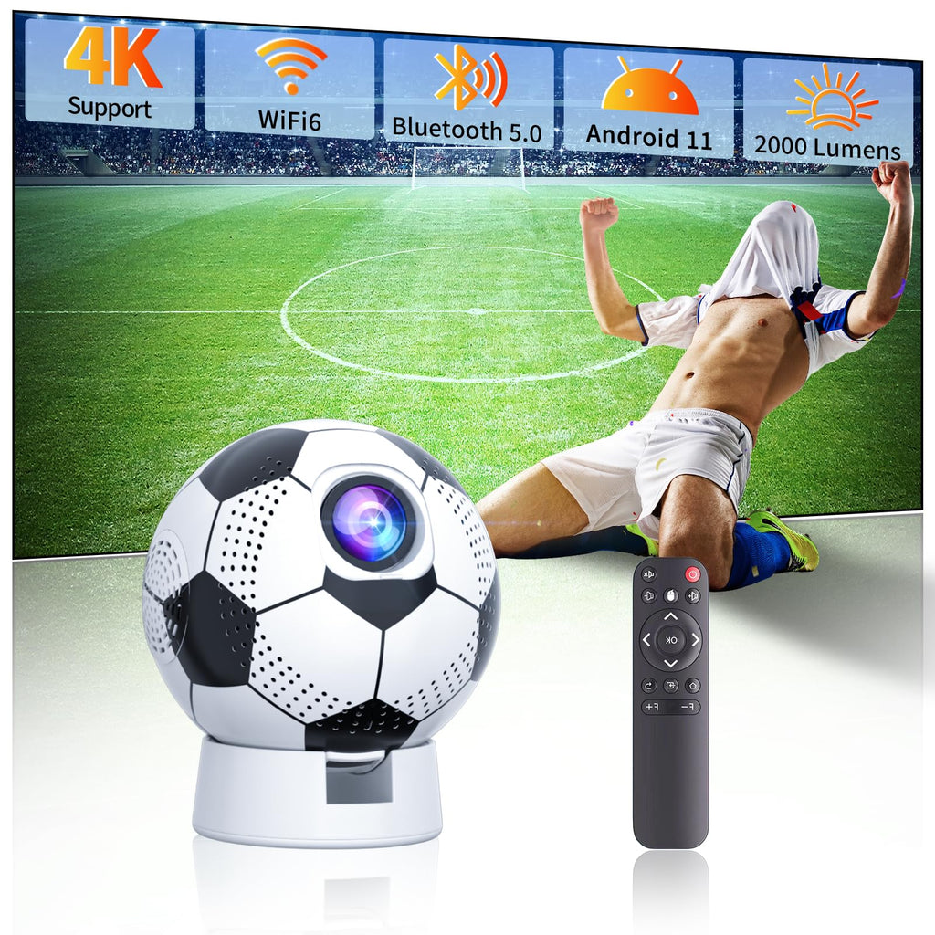World Cup 2026 Projector with WiFi and Bluetooth, Portable Outdoor Movie Projector Compatible with Smartphone, Fire TV Stick, HDMI, USB
