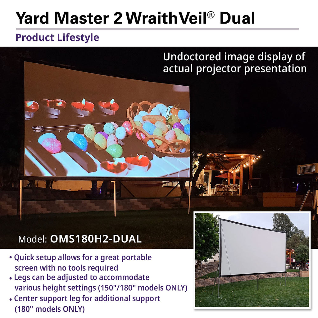 Elite Screens 100-inch Wraith Veil DUAL, 16:9, 0.8 Gain, 150° Viewing Angle, Front & Rear Projection Screen, Yardmaster 2 OMS100H2-Dual