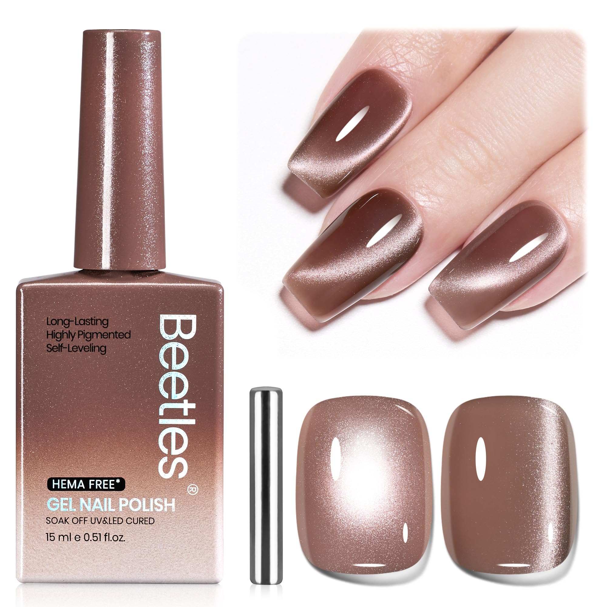 Beetles Star Cascade Silver Cat Eye Gel Nail Polish - 15ML Christmas Silver Glitter Cat Eye Gel Polish with Magnet Soak Off UV Velvet Nail Polish Salon DIY Manicure Winter Gift for Women