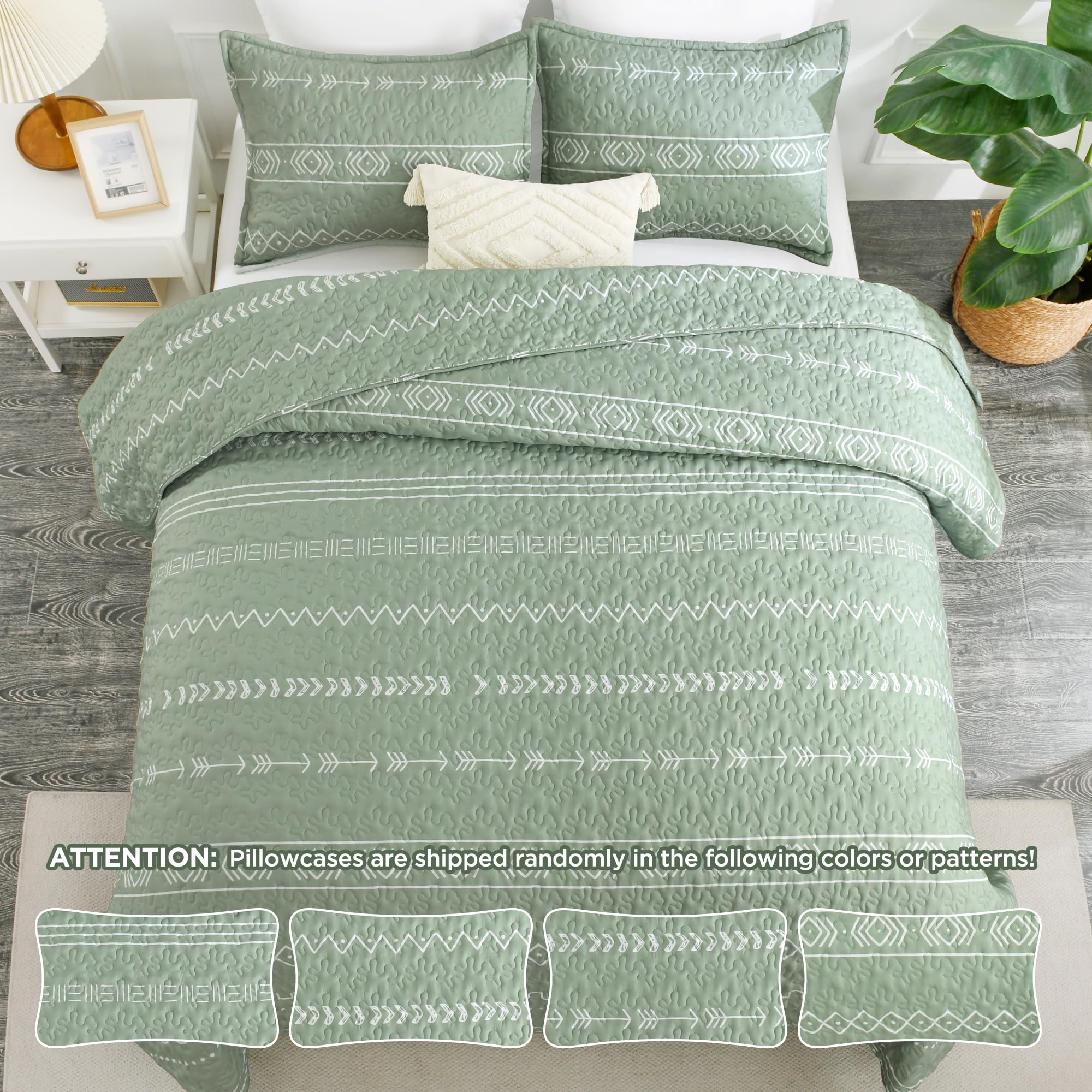 Andency Twin Quilt Set Grey, 2 Pieces Boho Lightweight Soft Striped Bedspread for All Season (68"x86"), Gray Printed Bohemian Polyester Reversible Coverlet Comoforter Sets