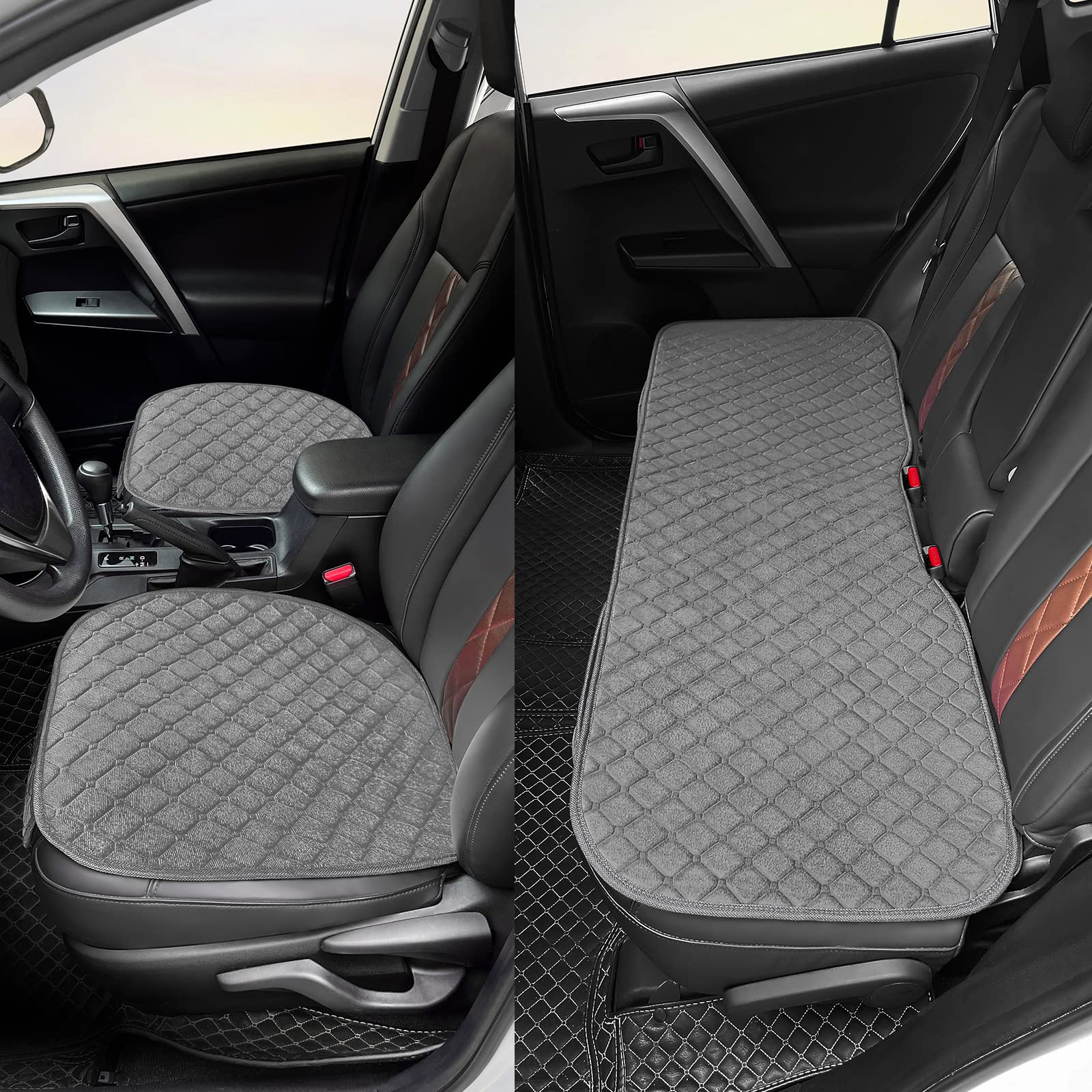 surpassme Comfortable Car Seat Covers Universal Front Seat Covers for Car Accessories, Padded Car Interior Covers for Automotive, SUV, Truck, and Van(Black)