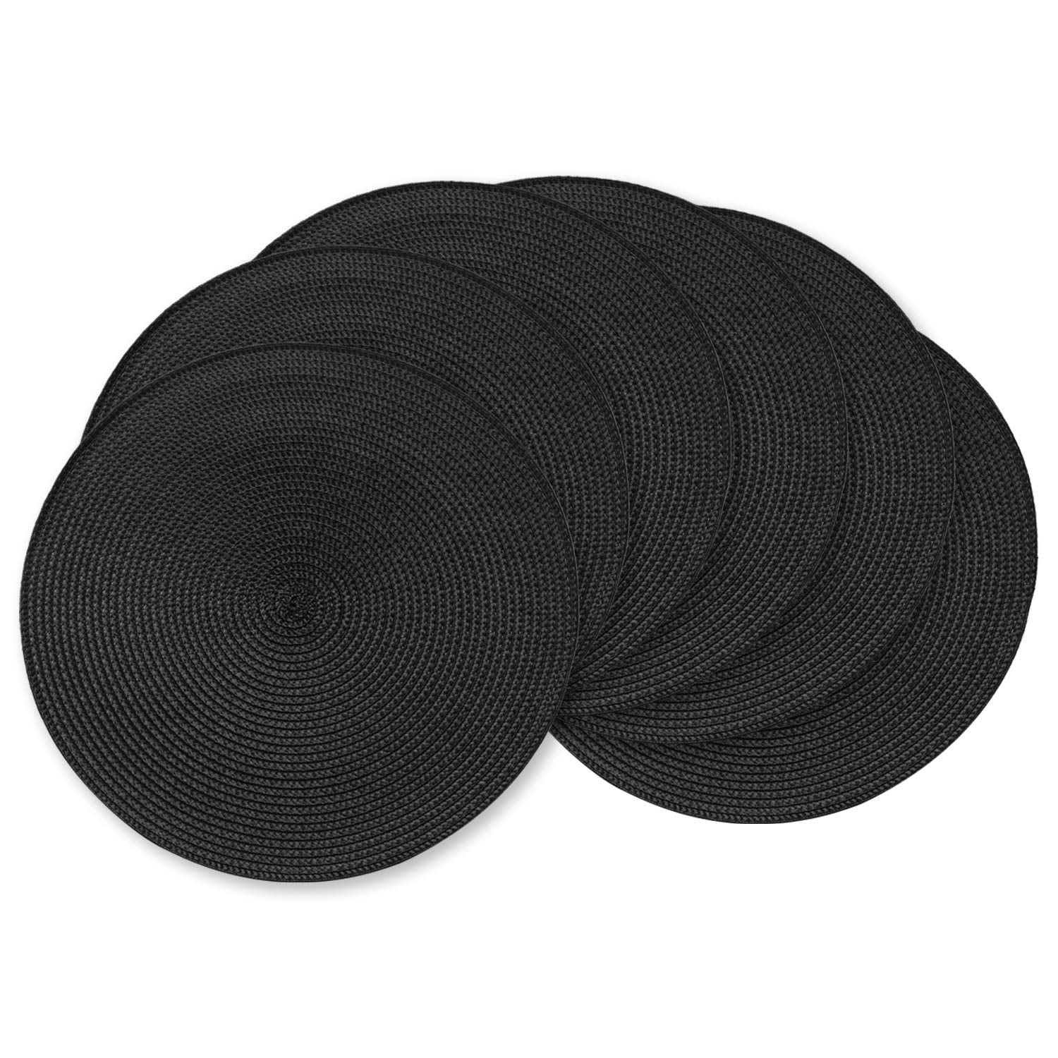 AHHFSMEI Round Placemats Set of 6 Heat Resistant Washable Non-Slip Woven Braided Table Mats for Dining Table Kitchen & Home Decor (Beige)