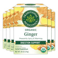 Traditional Medicinals Tea, Organic Ginger, Healthy Digestion, Pleasantly Spicy & Warming, Kosher, Non-GMO, Caffeine-Free, Compostable - 96 Tea Bags (6 Pack)