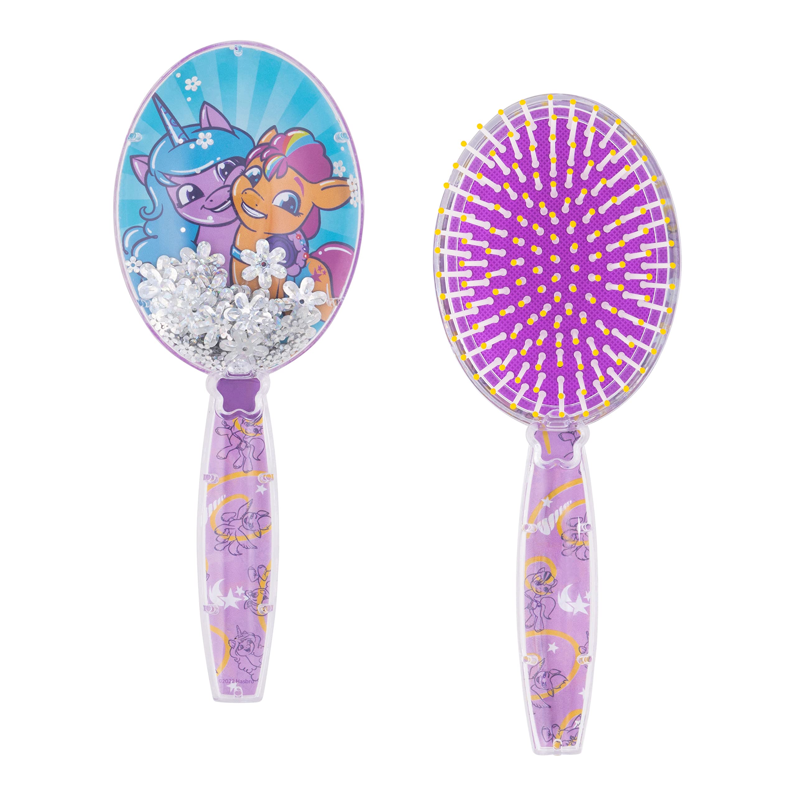CoComelon Hair Brush with Magical Sparkling Stars Confetti HairBrush, Green - Kids Hair Brush Ages 3+