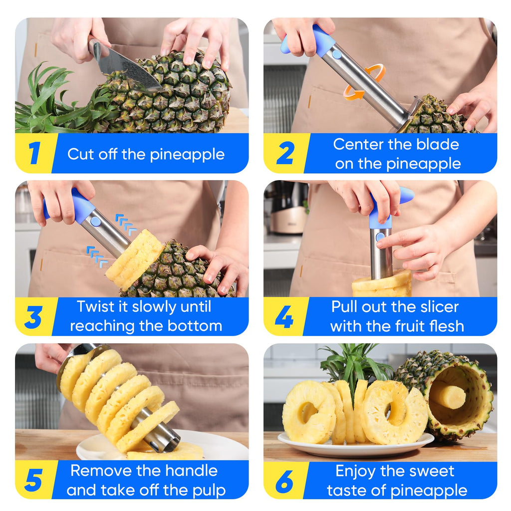 Pineapple Corer, [Upgraded, Reinforced, Thicker Blade] Newness Premium Pineapple Corer Remover, Stainless Steel Pineapple Core Remover Tool for Home & Kitchen with Sharp Blade for Diced Fruit Rings