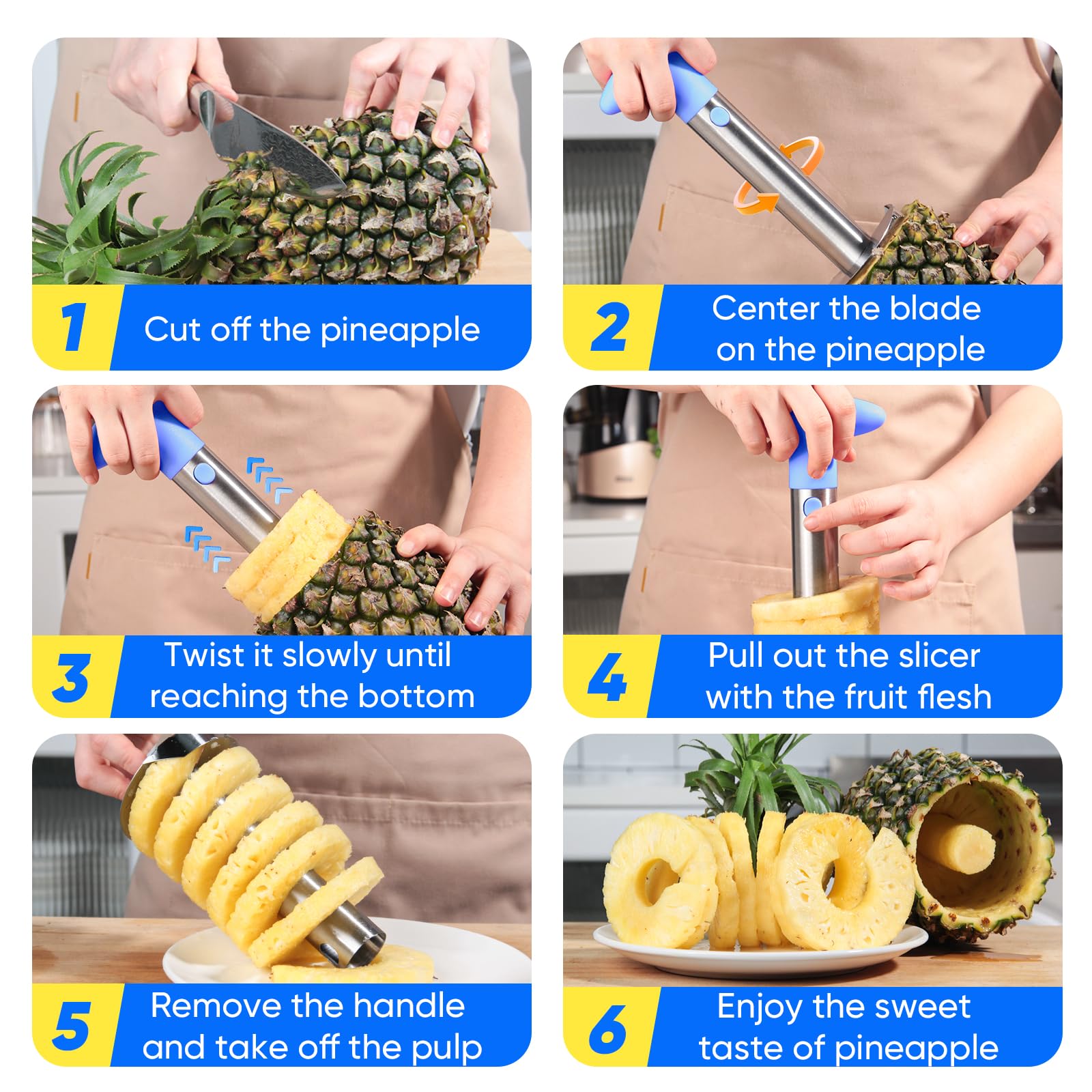 Pineapple Corer, [Upgraded, Reinforced, Thicker Blade] Newness Premium Pineapple Corer Remover, Stainless Steel Pineapple Core Remover Tool for Home & Kitchen with Sharp Blade for Diced Fruit Rings