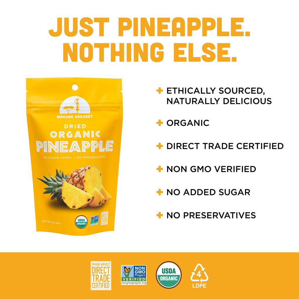 Mavuno Harvest Organic Dried Fruit Variety Pack | Dried Mango, Papaya, Pineapple, Banana, Jackfruit, & Tropical Mix | Healthy, Vegan, No Sugar Added, Non GMO Snacks for Kids & Adults | 2 Ounce, 6 Pack