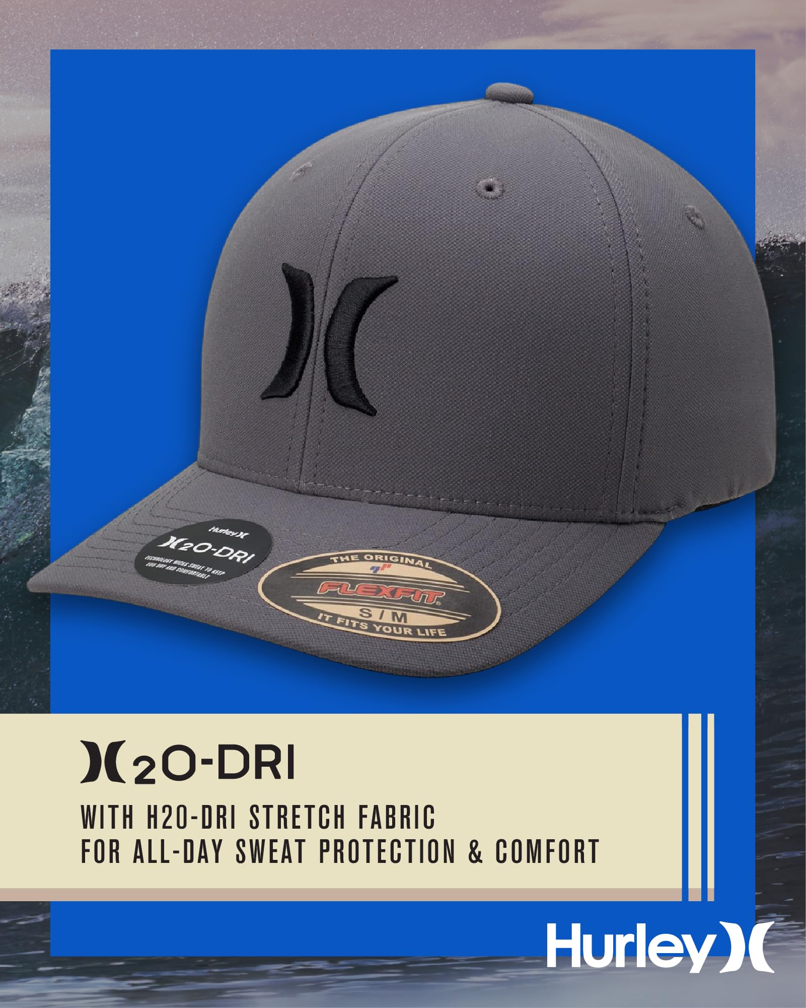 Hurley Men's Caps - One & Only Flexfit Baseball Cap - Fitted Hats for Men (S-XL)