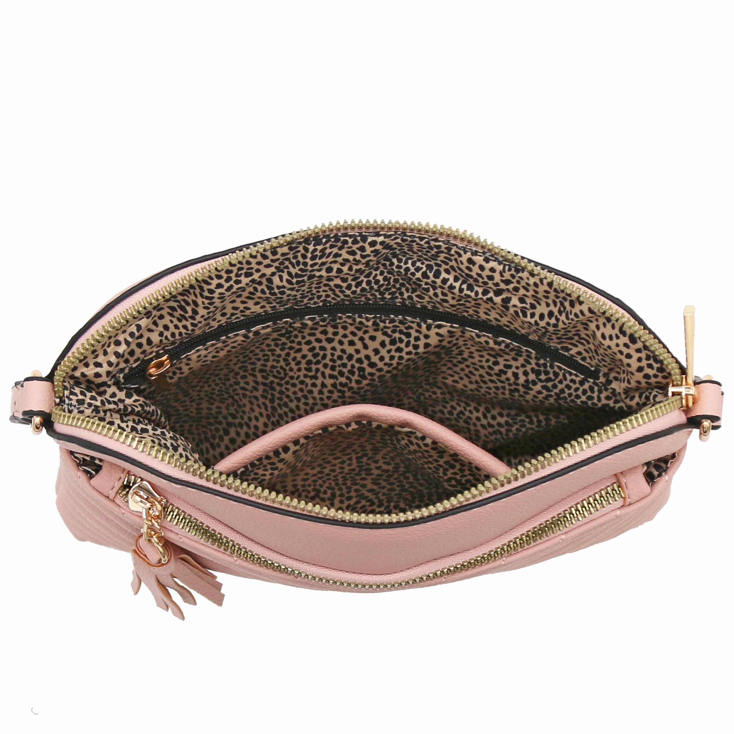 FashionPuzzle Chevron Quilted Medium Crossbody Bag with Tassel Accent