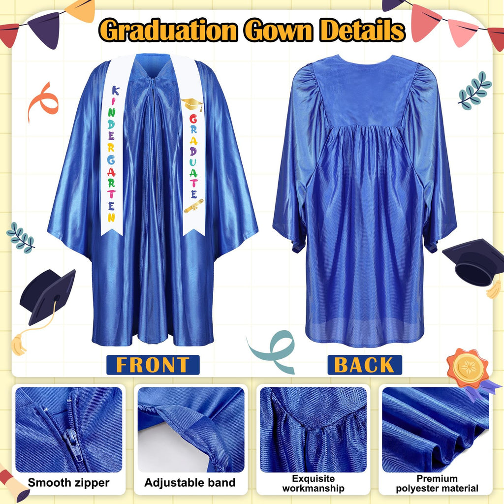 Sintuff 7 Pcs Kindergarten Preschool Graduation Cap and Gown with Bear Gifts 2026 Grad Stole Tassel Sash for Toddler Kids