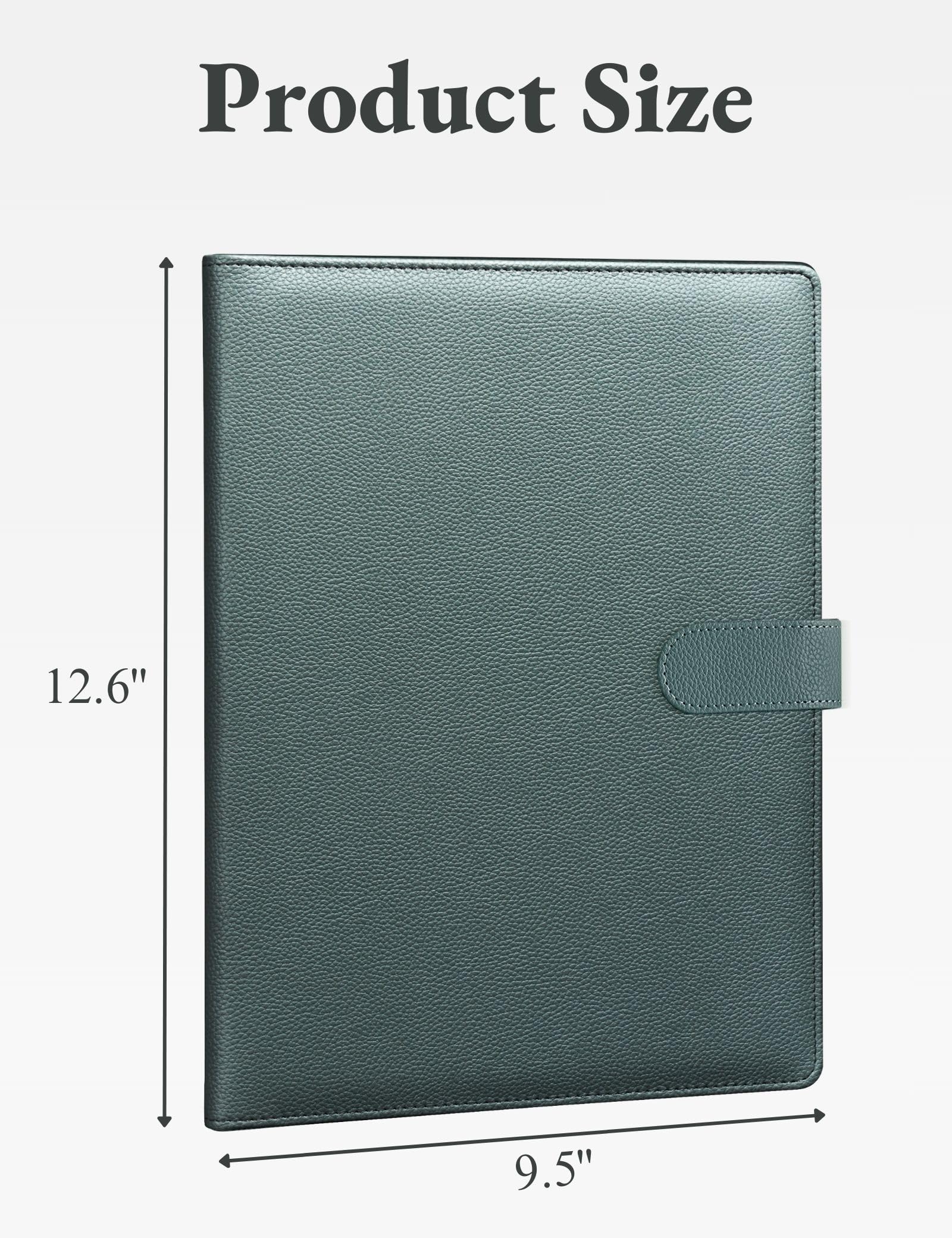 Padfolio Portfolio Resume Folder with Pocket, Premium Faux Leather Interview Writing Legal Pads Document Organizer Portfolio with Business Card Holder (Black)