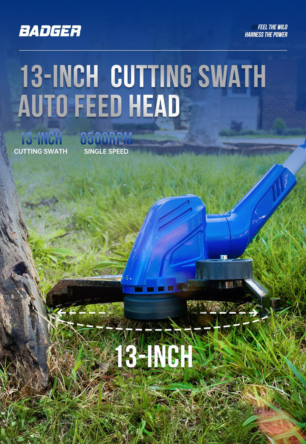 Wild Badger Power 20V Weed Wacker, Leaf Blower, Wheeled Edger Kit Electric with 2 * 2Ah Battery & Charger, String Trimmer, Lightweight, Adjustable Telescopic Shaft, Fast-Charging