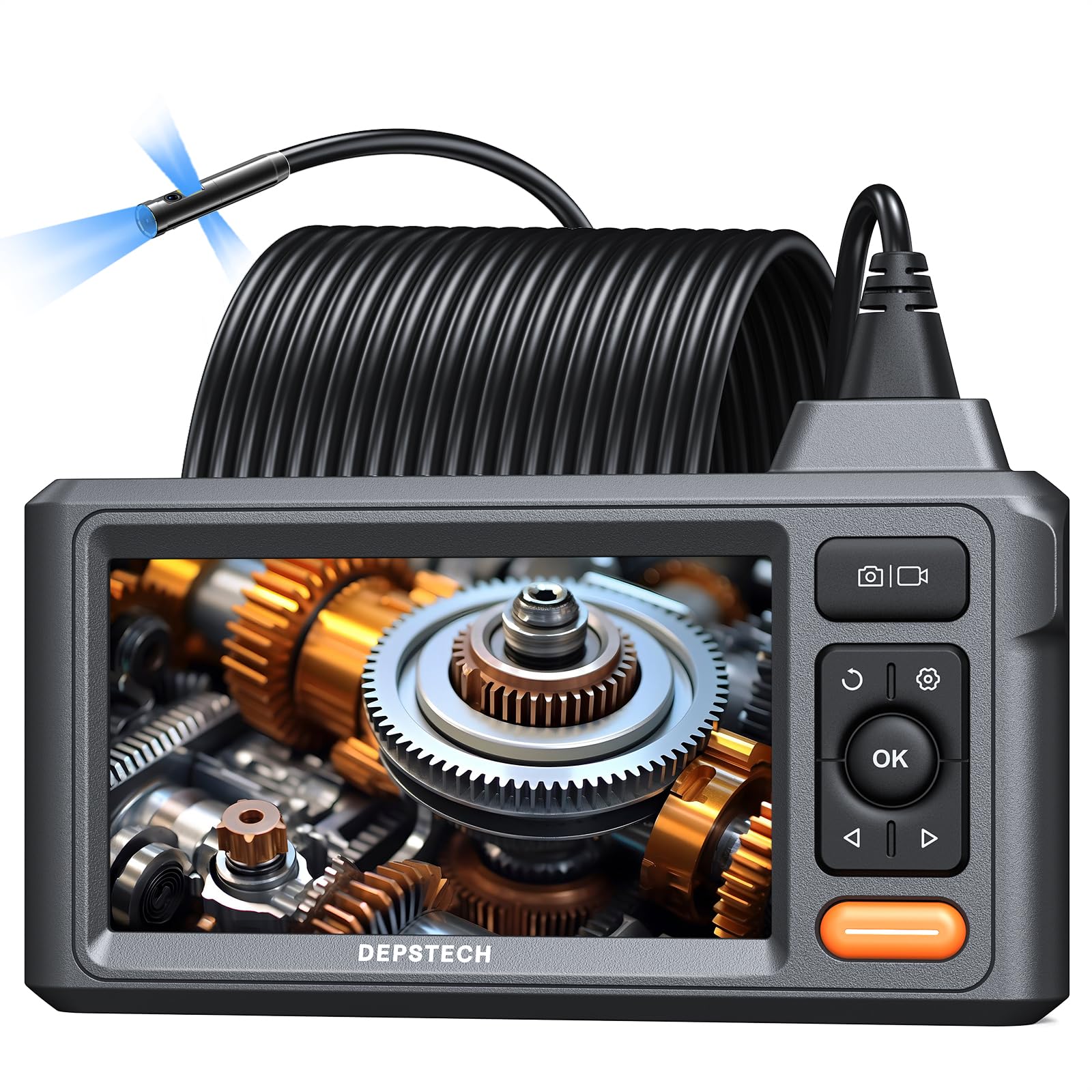 50FT Triple Lens Sewer Camera, DEPSTECH Borescope with 5" IPS Screen, 1080P Endoscope with Light, Flexible Snake Inspection for Wall, Plumbing, Automotive Engine Inspect