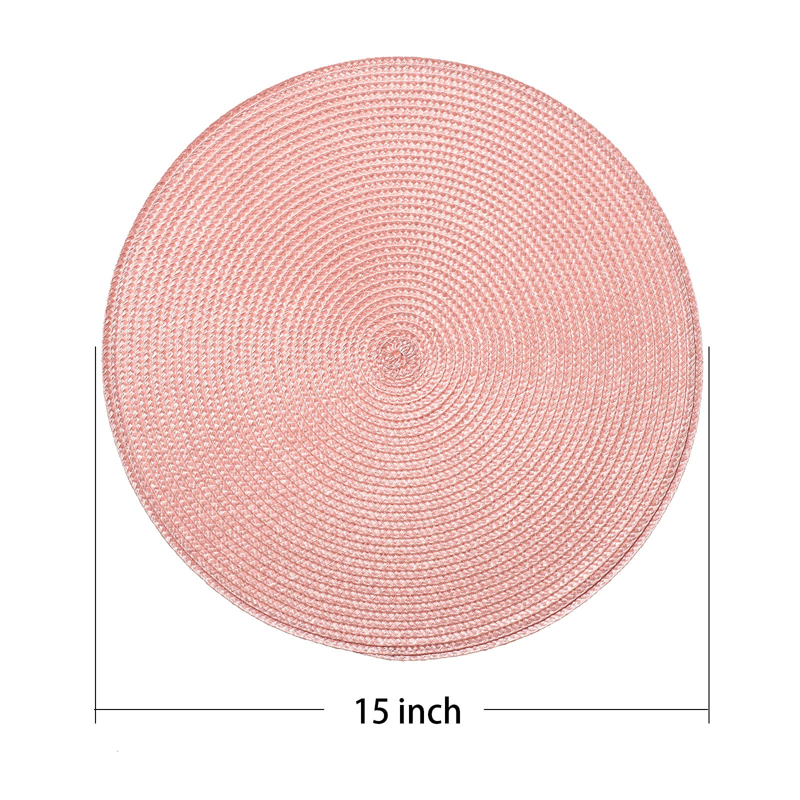 AHHFSMEI Round Placemats Set of 6 Heat Resistant Washable Non-Slip Woven Braided Table Mats for Dining Table Kitchen & Home Decor (Beige)