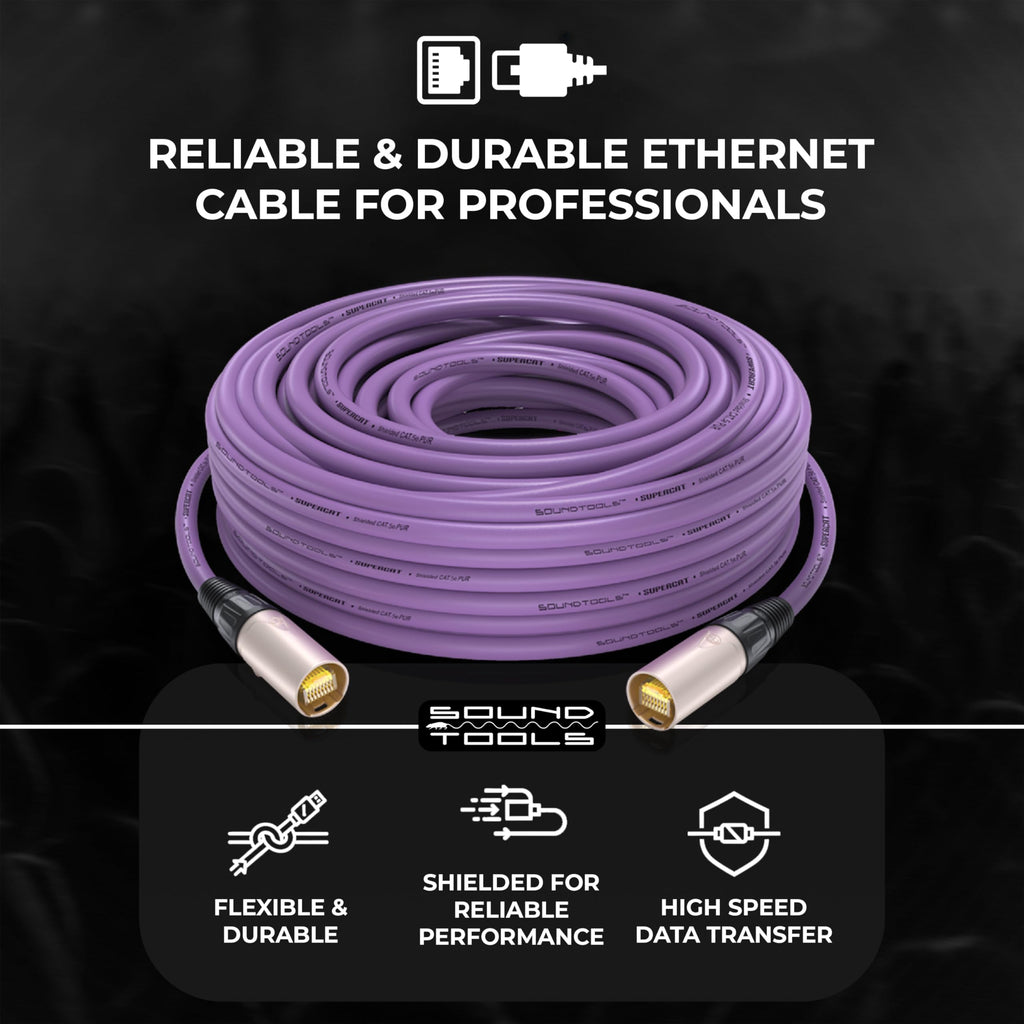 Sound Tools SuperCAT Professional Grade Shielded CAT5e etherCON Cable – High-Speed Ethernet Cable with 6Gbps Data Transfer – Flexible Polyurethane Jacket & Neutrik Connectors (3 feet, Black)