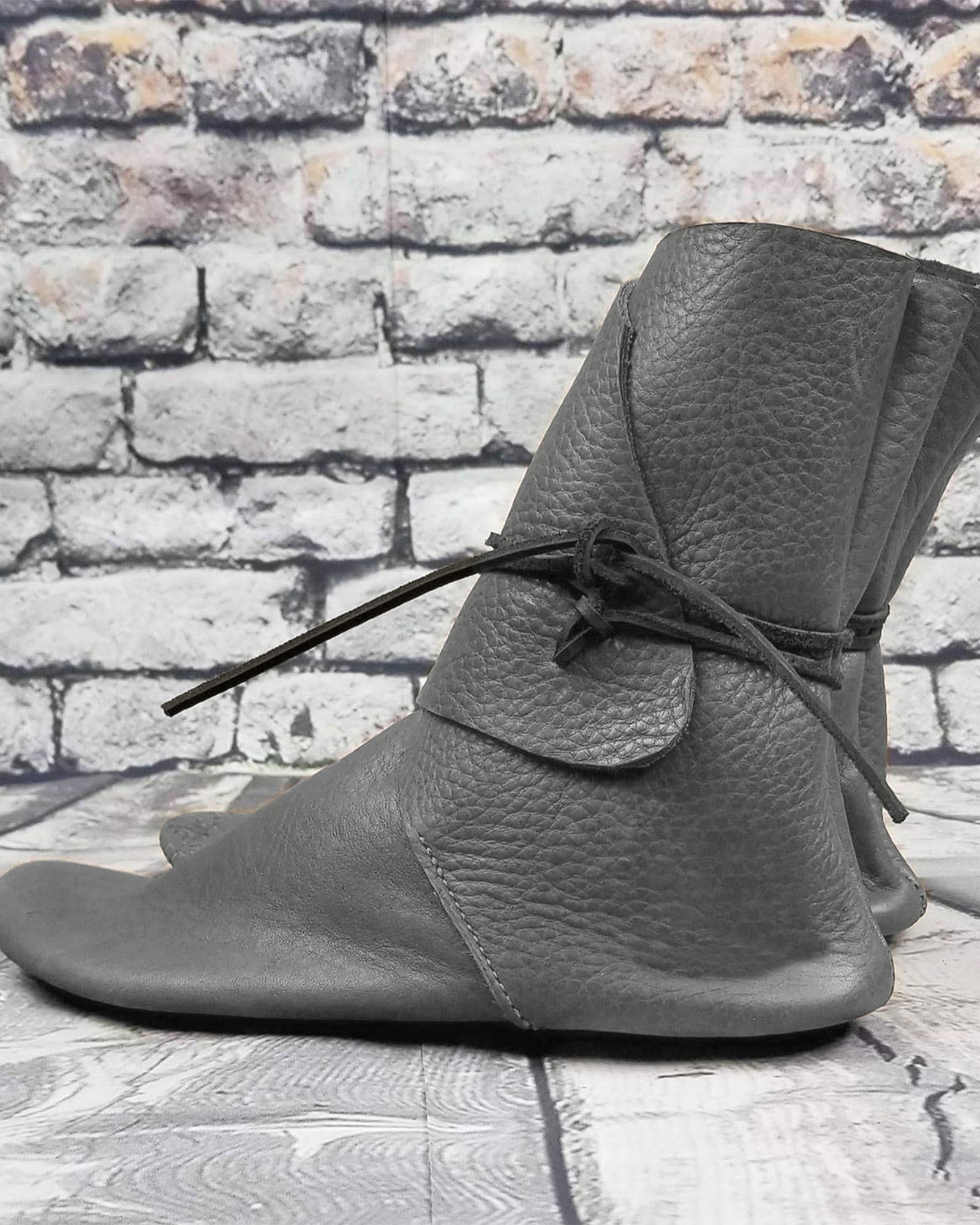 Syktkmx Mens Renaissance Boots Slip on Lace Up Medieval Cosplay Western Pirate Viking Tied Halloween Cuff Shoes