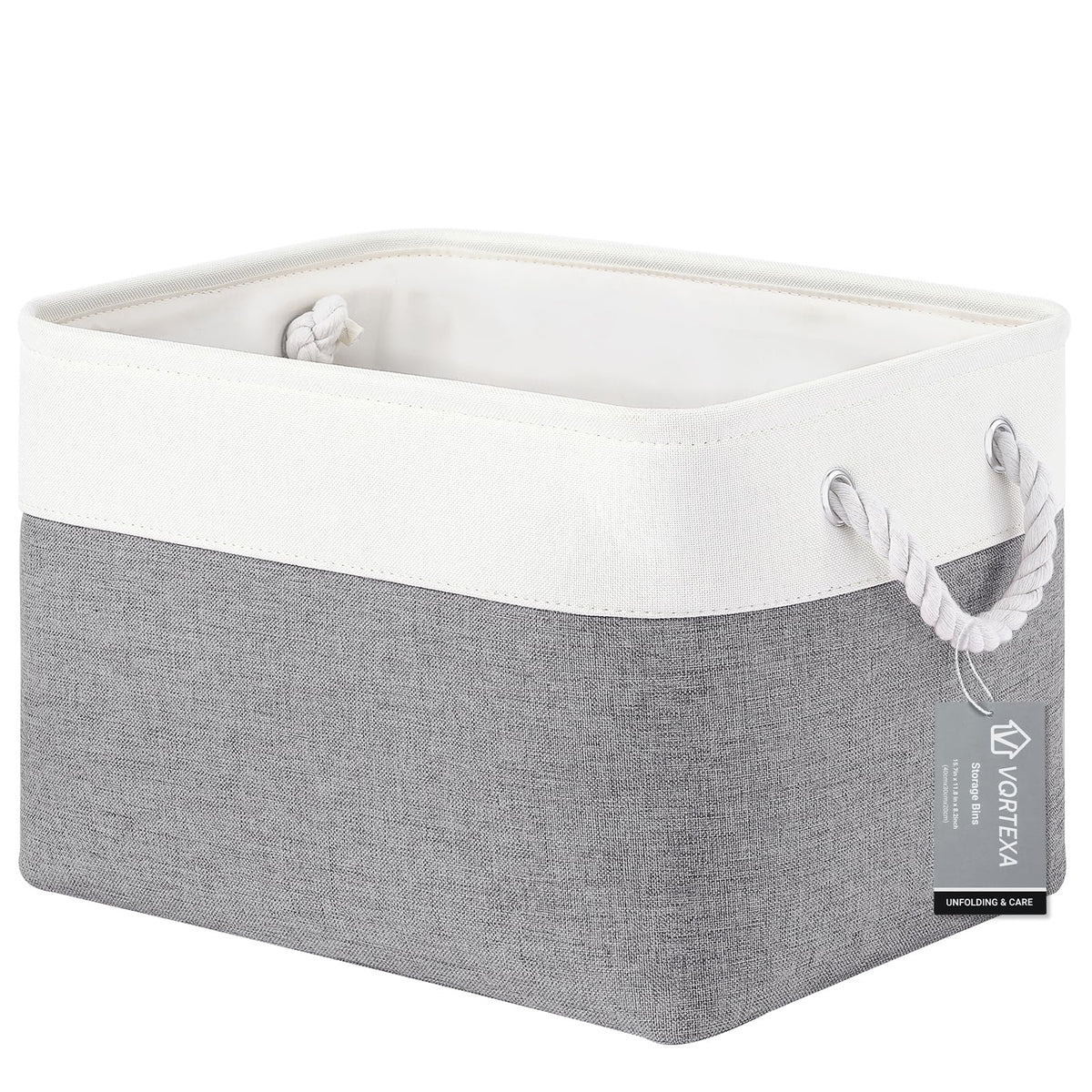 Storage Baskets for Shelves 11.8x7.9x5.2 Inch, Foldable Fabric Storage Bins with Handles, Small Storage Baskets for Organizing Closet, Office, Home Organization (1-Pack, Gray)