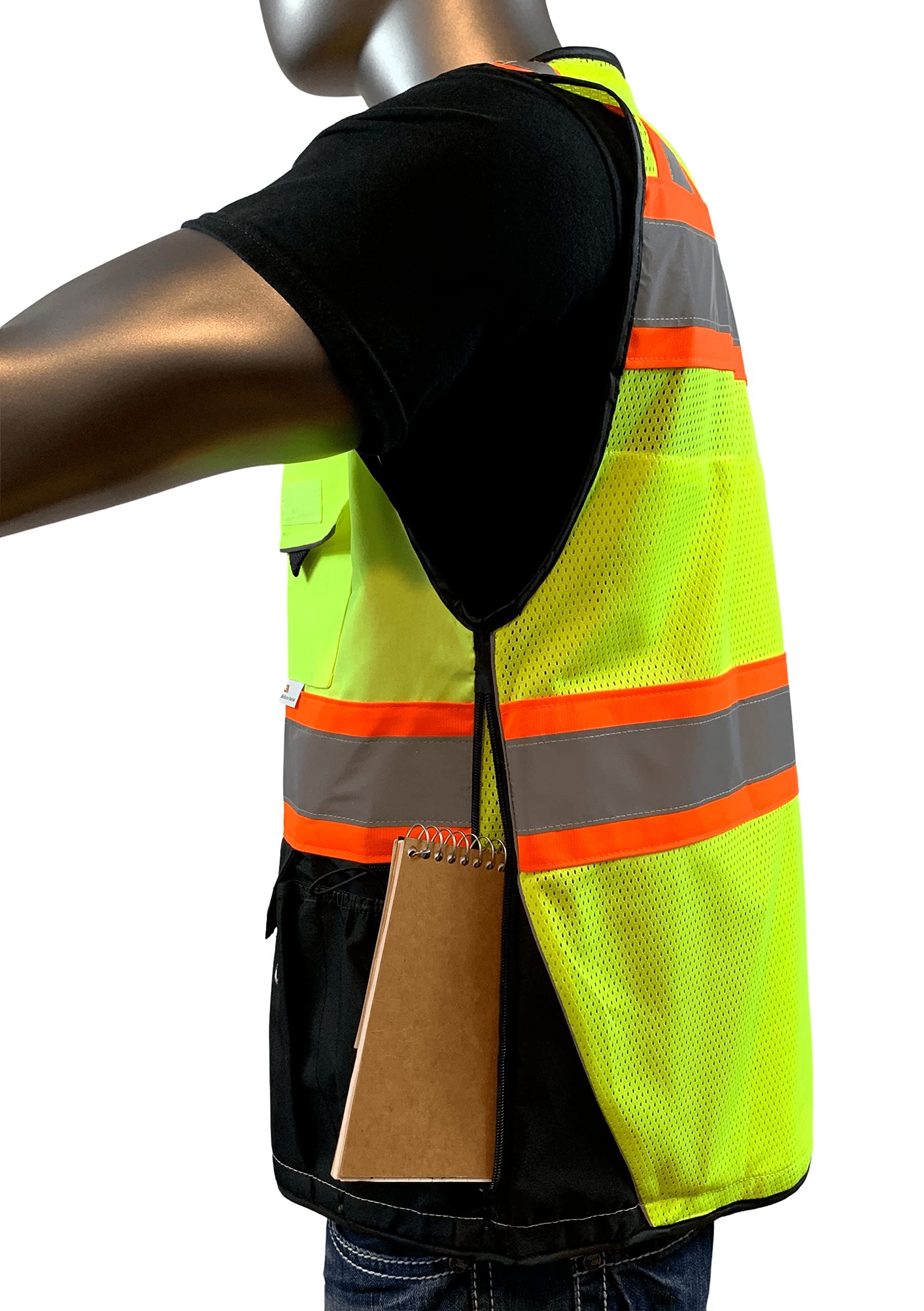 Men's Black Series Safety Vest with Zipper and Utility Pockets (Medium, Black)