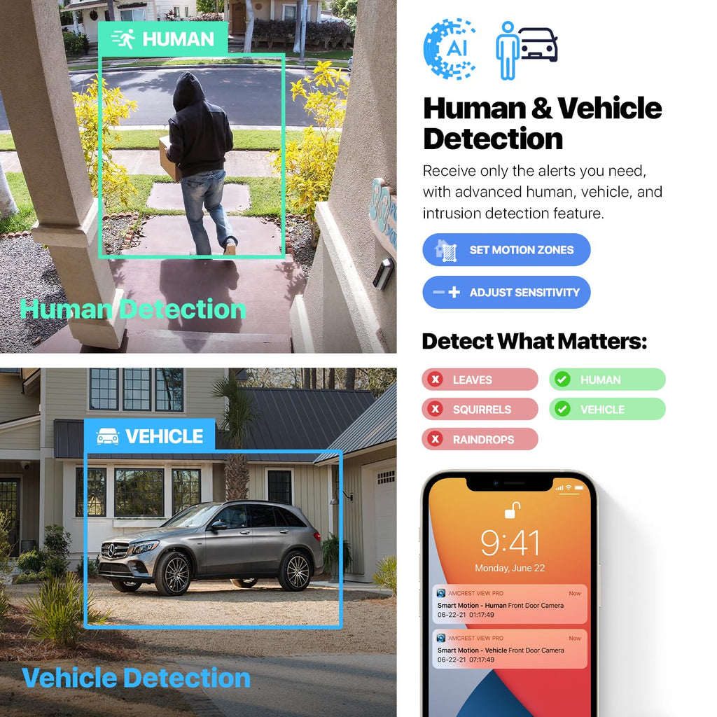 Amcrest 5MP POE Camera, Outdoor Vandal Dome Security POE IP Camera, 5-Megapixel, 98ft NightVision, 2.8mm Lens, IP67, IK10 Resistance, MicroSD 256GB (Sold Separately), Cloud, NVR (IP5M-D1188EW-AI-V3)