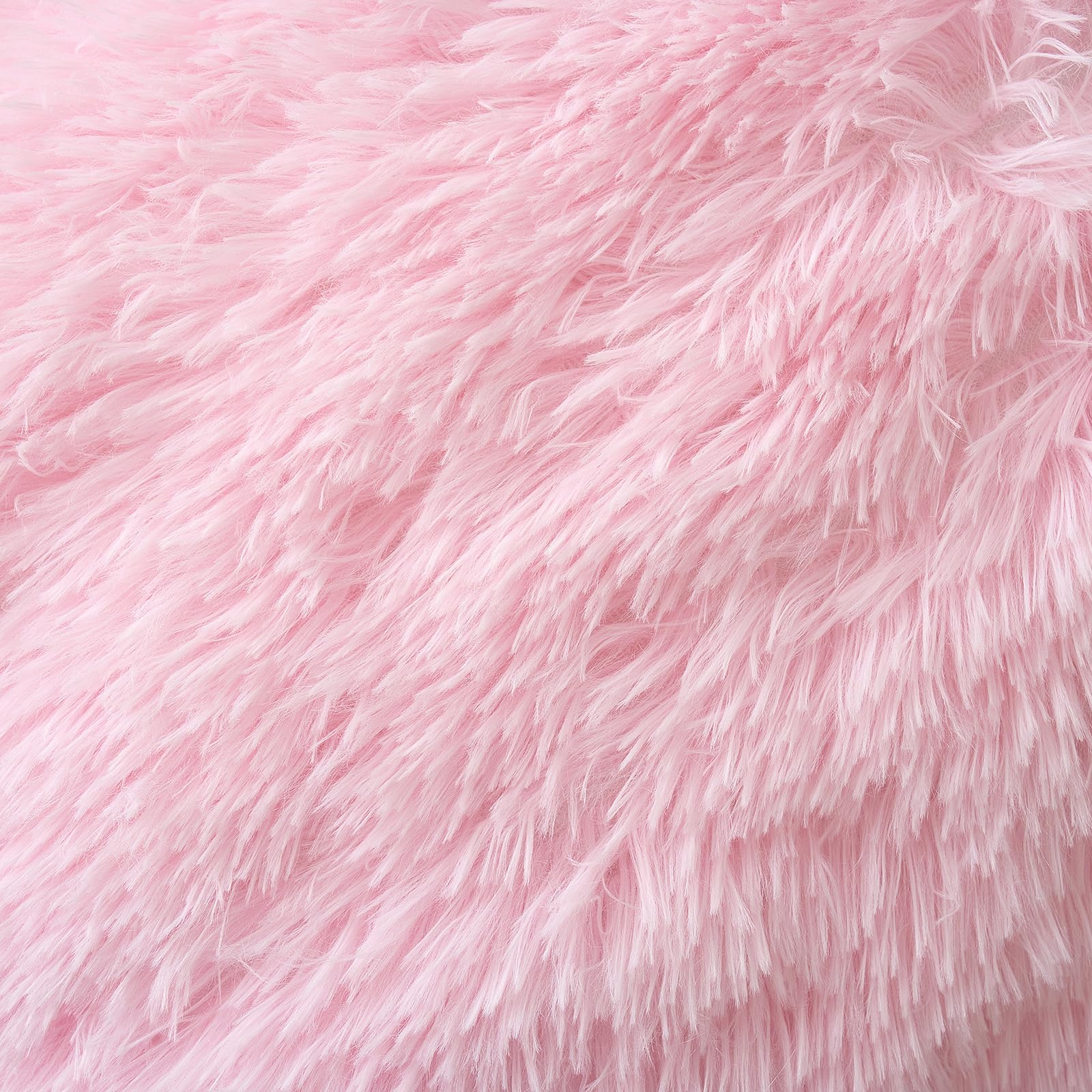 ANRODUO Pack of 2 Baby Pink Throw Pillow Covers Luxury Fluffy Pillows Faux Fur Decorative Pillows Plush Cushion Case Fuzzy Mongolian Merin Style for Bed Couch Sofa Living Room Summer Decor 16x16 Inch