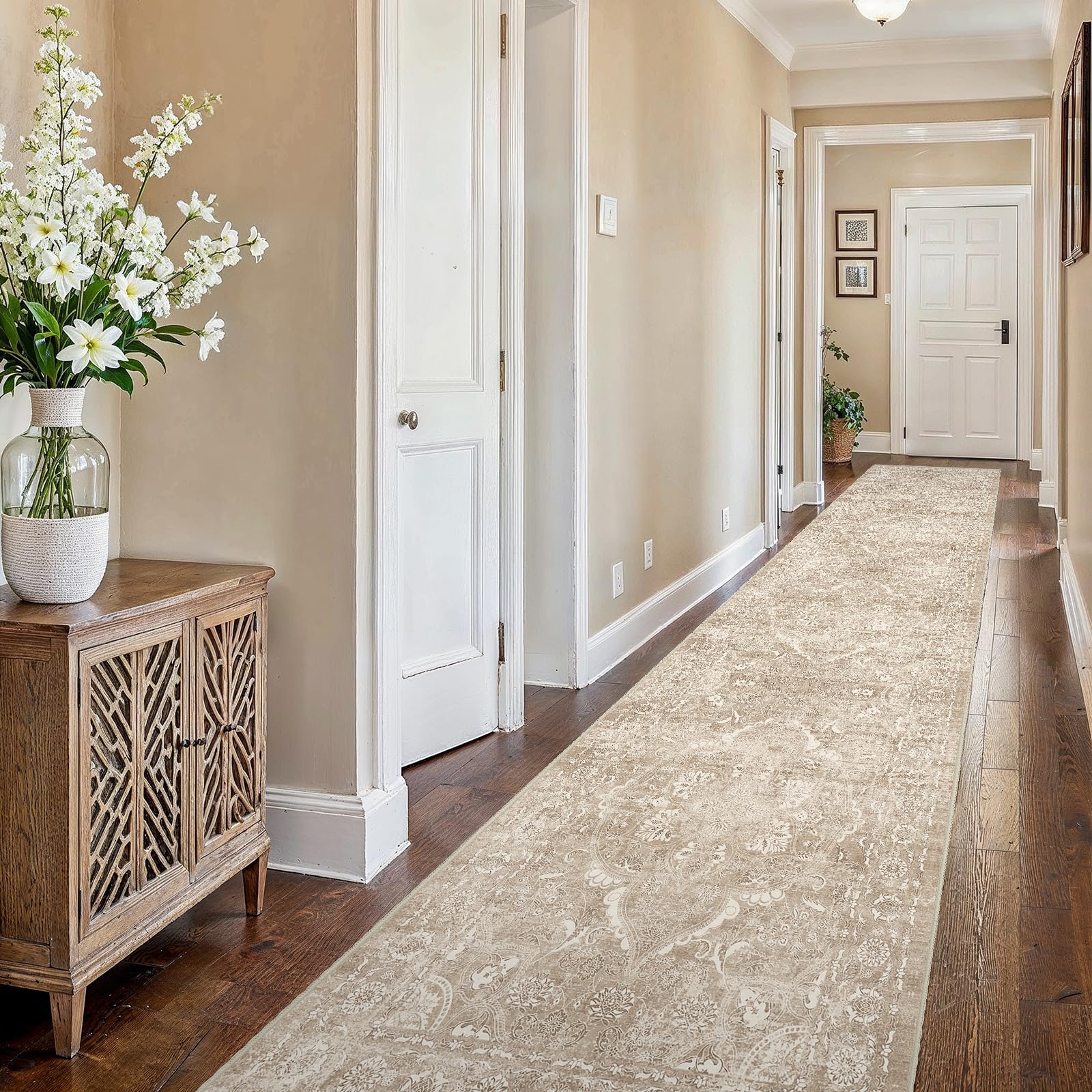 2x5 Washable Kitchen Runner Rug - Soft Low Pile Floral Animal Cat Print Rugs with Non-Slip Backing Waterproof Stain-Resistant Indoor Carpet for Hallway Entryway Bathroom Bedroom (Black)