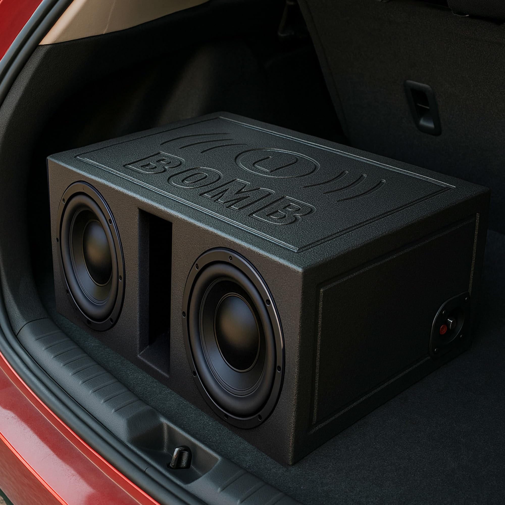 QPower 12 Inch Dual Subwoofer Box, High-Performance Vented Speaker Enclosure, Black - Car Audio and Sound System Accessories - Portable Equipment for Subwoofers