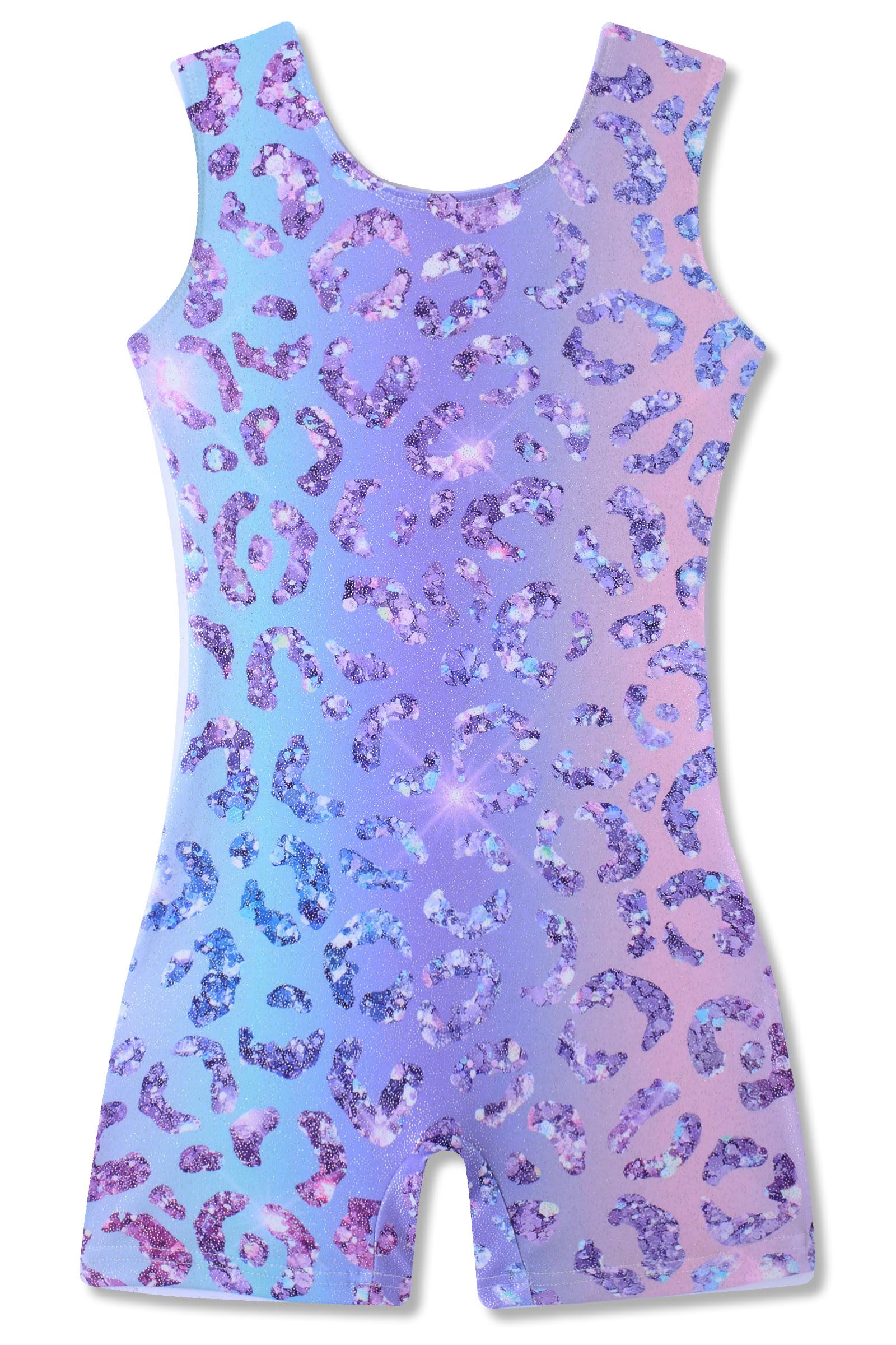 Funnycokid Gymnastics Leotards for Girls with Shorts Sparkly Kids Biketards Dance Unitard 3-10 Years
