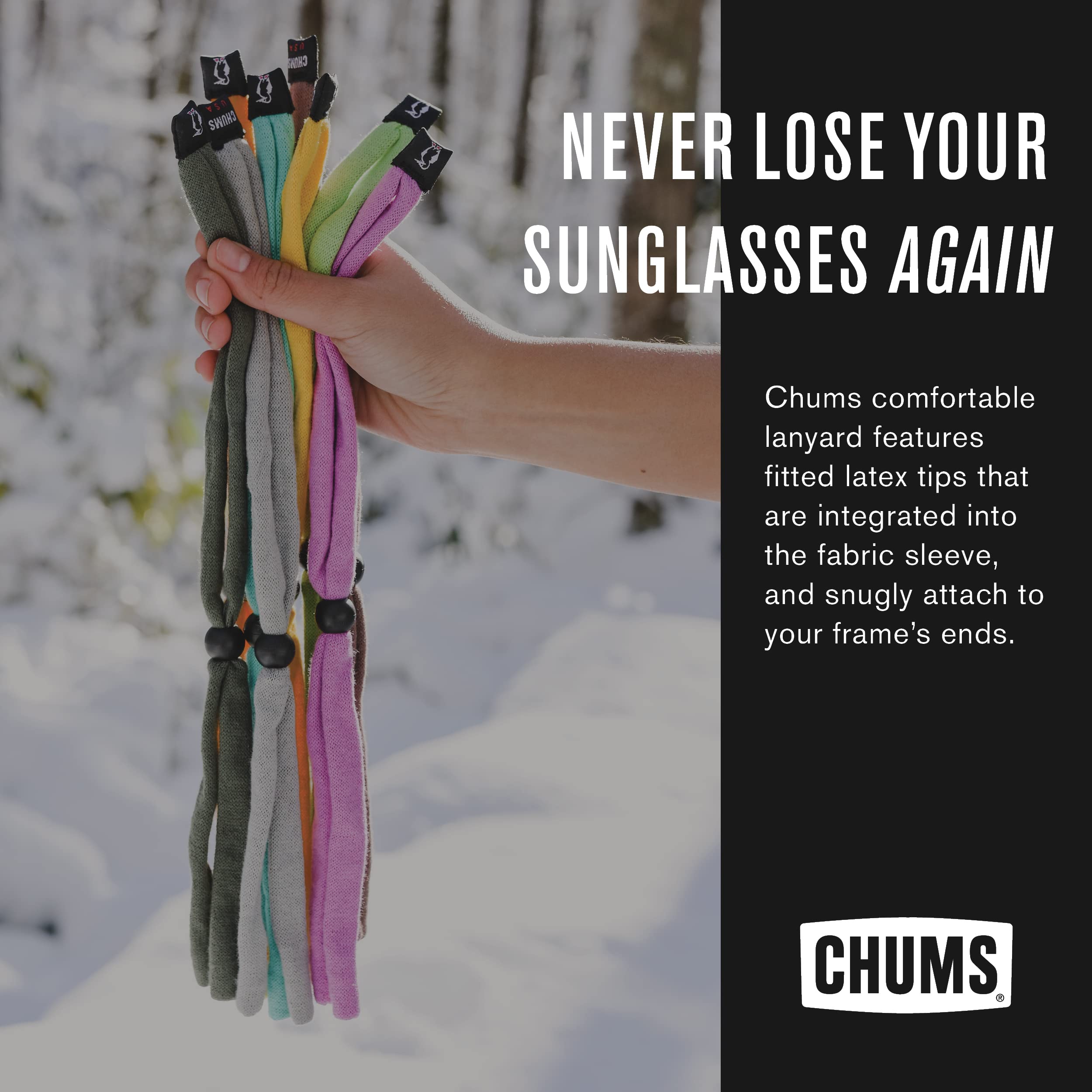 Chums Original Cotton Retainer - Unisex Eyewear Keeper for Sunglasses & Glasses - Adjustable Fit, Washable & Made in USA