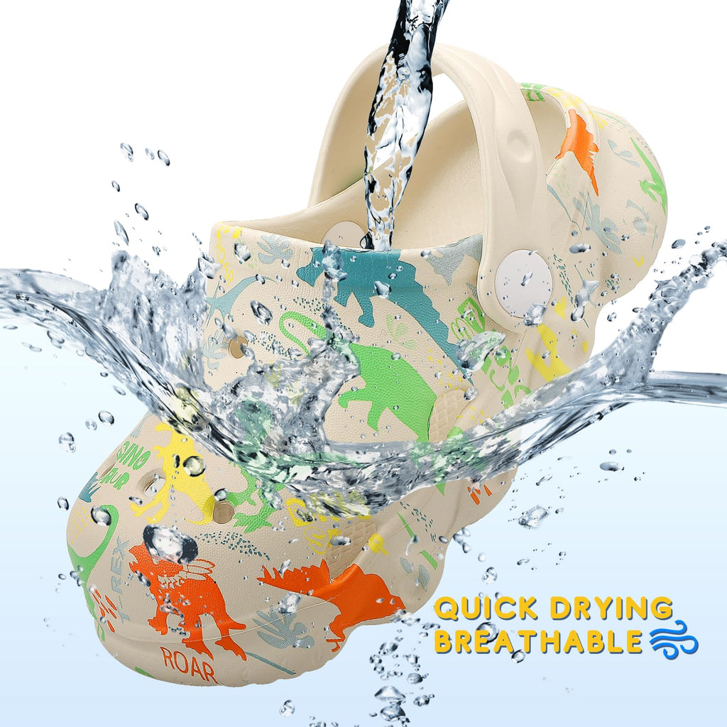 OWIF Toddler Clogs Boys Girls Kids Dinosaur Garden Shoes Slip on Sandals Slides Water Summer Shoes for Outdoor Beach Pool