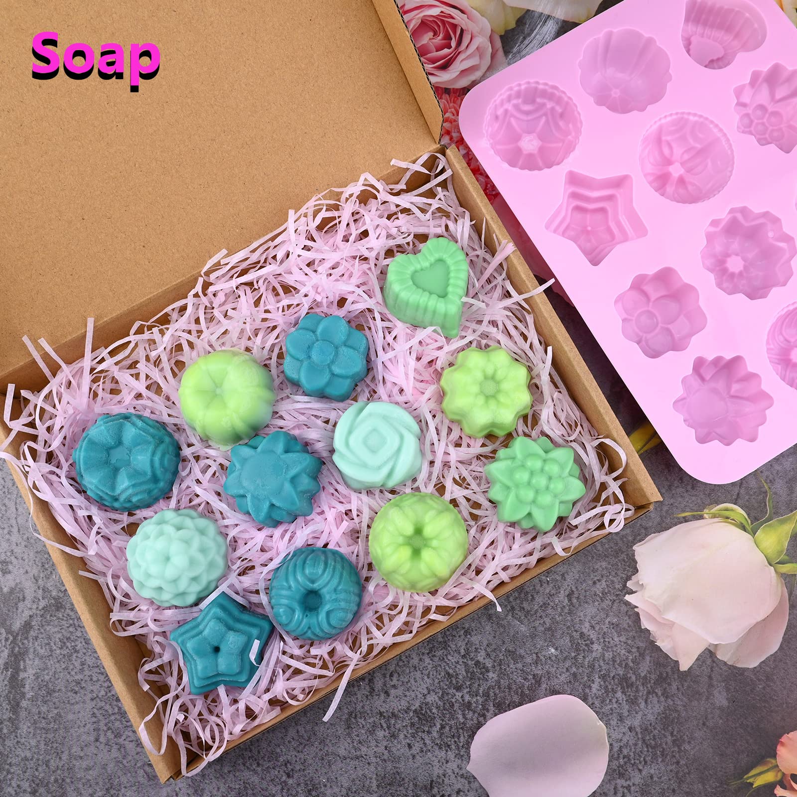 Sakolla 2 Pack Insect Silicone Soap Molds, 6-Cavity Dragonfly Butterfly Ladybug Shape Silicone Molds for Soap Making, DIY Baking Mold for Lotion Bars, Chocolate, Candy, Muffin, Biscuit, Cookie Pans