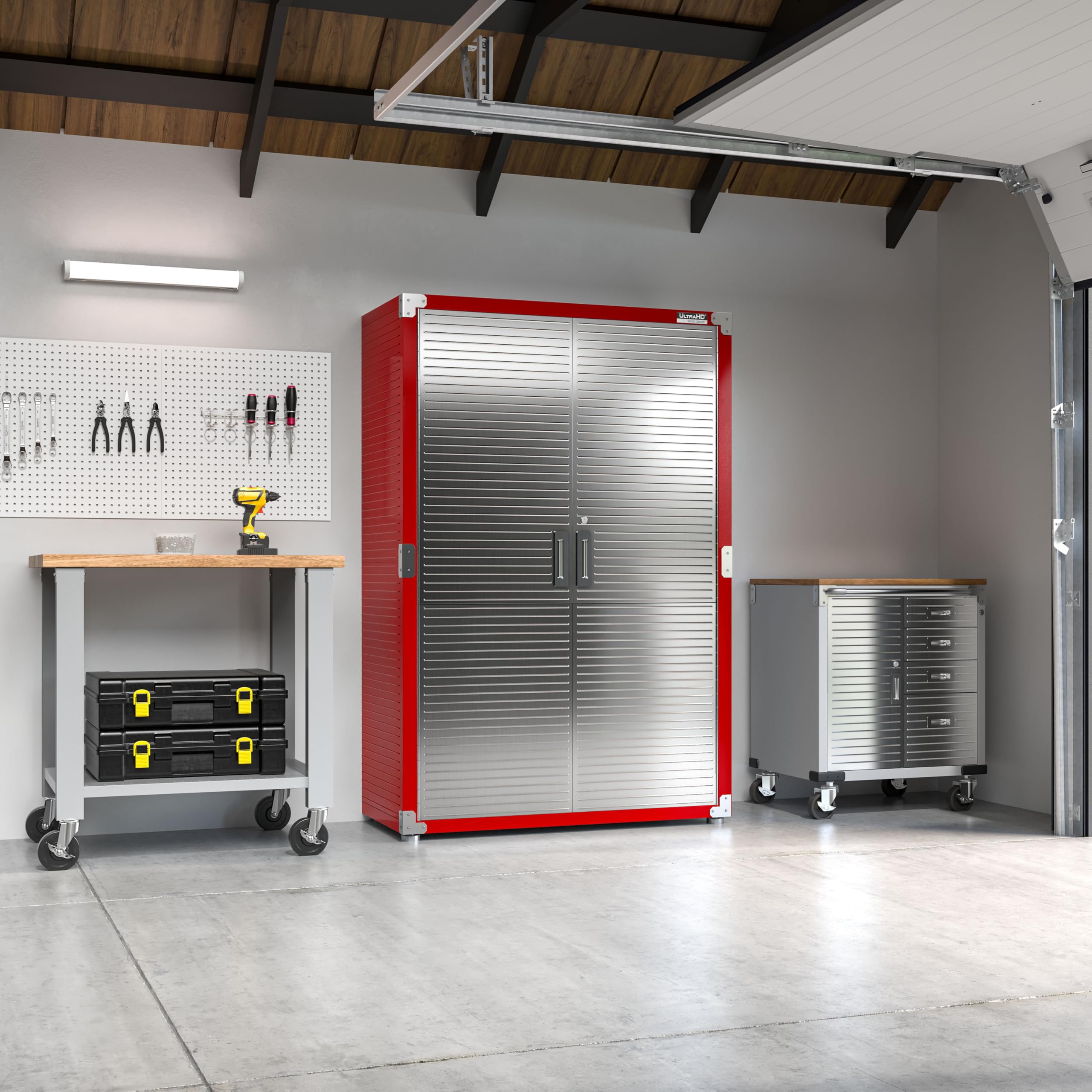 Seville Classics UltraHD Solid Steel Lockable Metal Storage Cabinet Locker Organizer, w/Adjustable Shelves for Garage, Warehouse, Office, Classroom, Granite, 30" W x 18" D x 72" H