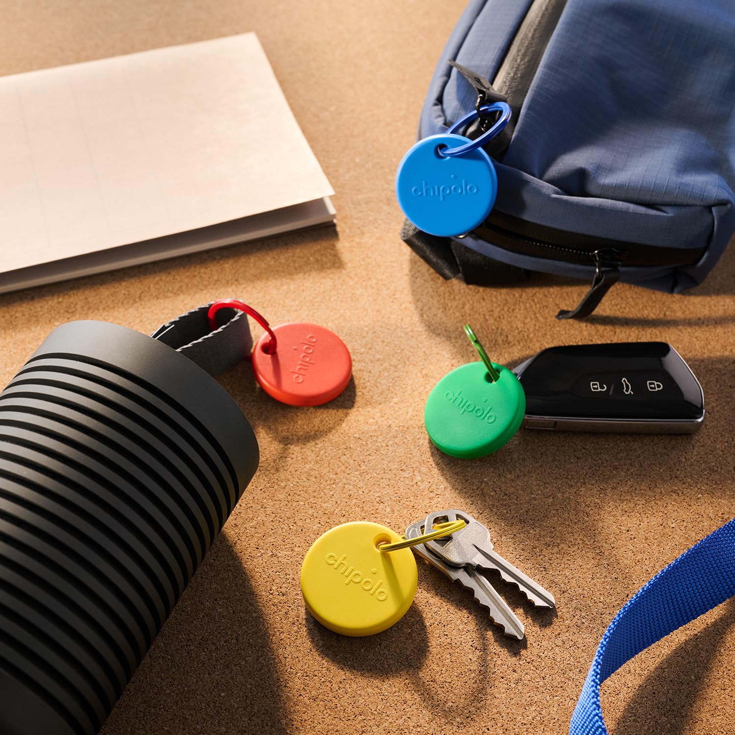 Chipolo POP Tracking Tag - Colorful, Compatible, Loud Bluetooth Tracker with Call Your Phone & Out of Range Alerts, Works with Apple Find My or Find Hub on Android - 4 Pack (Standard Mix)
