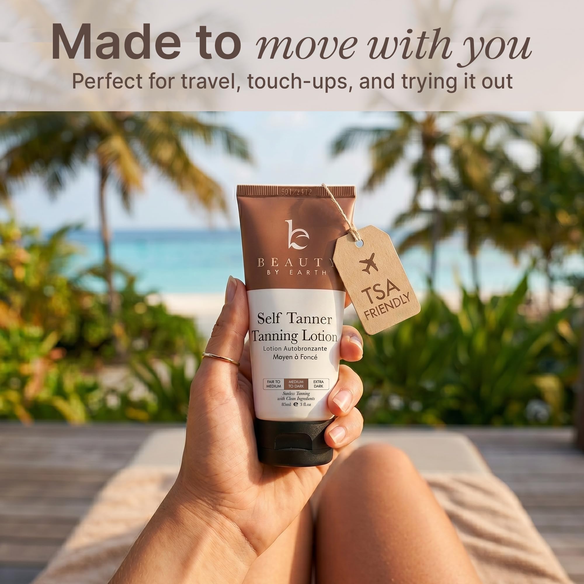 Tanning Lotion Self Tanner - USA Made with Natural & Organic Ingredients, Travel Size Self Tan Lotion, Non Toxic Gradual Tanning Moisturizer, Sunless Tanner for Fake Tan for Women & Men