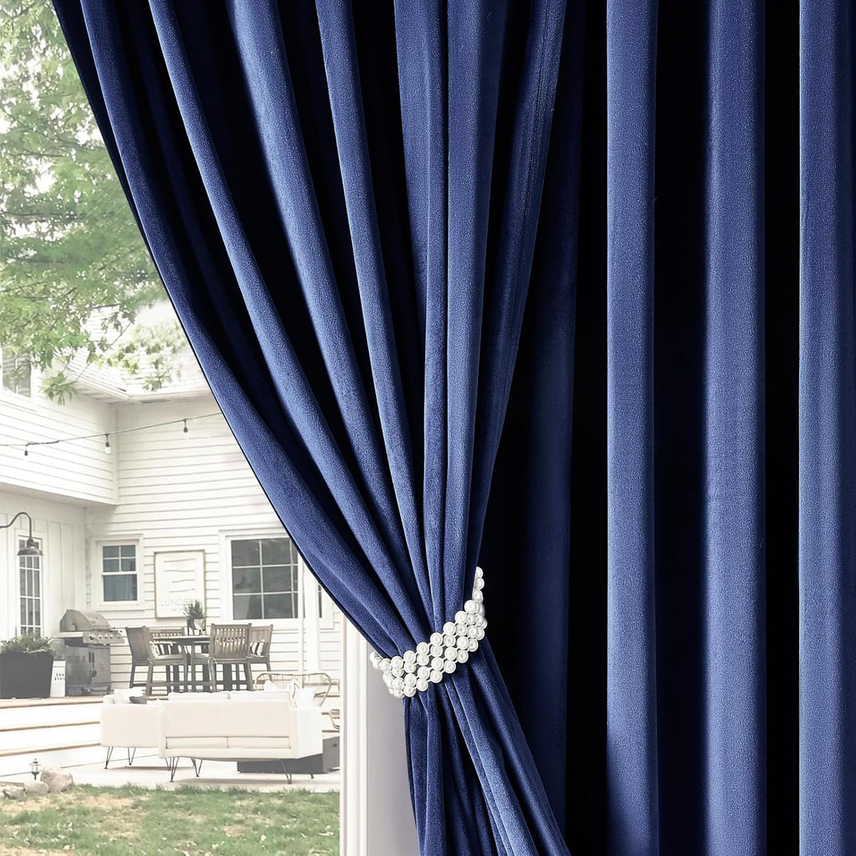 Topfinel Velvet Curtains 96 inches- Blackout Curtains for Living Room,Thermal Insulated Noise Reducing Panels Luxury Vertical Sense Window Decor for Party Backdrops,Navy Blue,W52 x L96,2 Panels