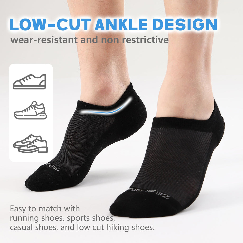 No Show Athletic Socks, ZEALWOOD 3 Pairs Merino Wool Ultra-Light Running Tennis Golf Socks for Men Women