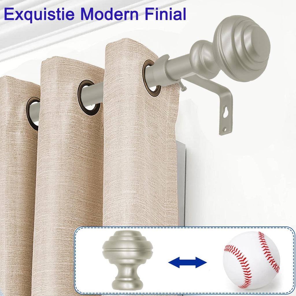 Curtain Rods for Windows 48-84 inch,3/4 inch Heavy Duty Adjustable Decorative Curtain Rod with Modern Finials,Window Rods for Bedroom, Living Room,Patio and Kitchen