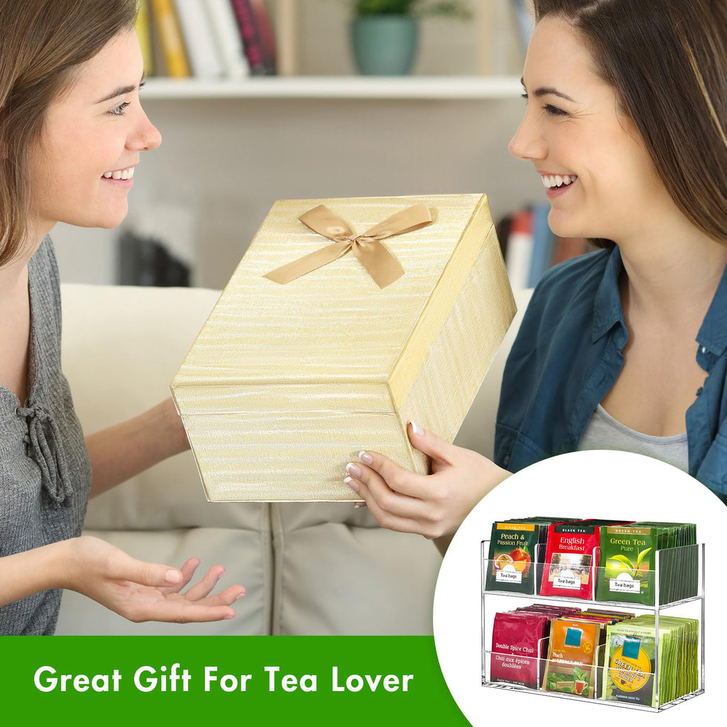 BEYGORM Acrylic Tea Bag Organizer for 216 Tea Packets, No Assembly Required, Display Holder for Countertop, Vertical Tea Bag Caddy for Cabinet, Tea bar Accessories, Teabags Storage Containers