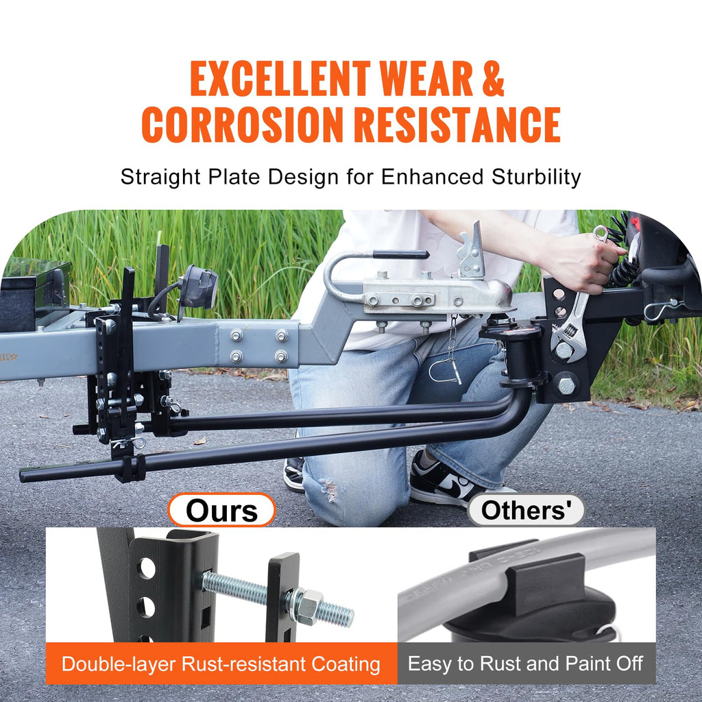 VEVOR Sway Control Weight Distribution Hitch, 1,500 lbs Capacity, Trailer Hitch Kit with 2-Inch Solid Steel Shank, 2-5/16 Inch Alloy Steel Ball, Powder-Coated Load Leveling, Black
