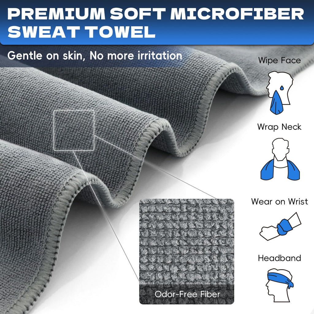 Microfiber Gym Towels for Showering Working Out Quick Dry Negative ions Large Middle Small Sizes Lightweight Gym Towel for Men Women Tennis Sports Towels for Body Hot Yoga Fitness Essentials